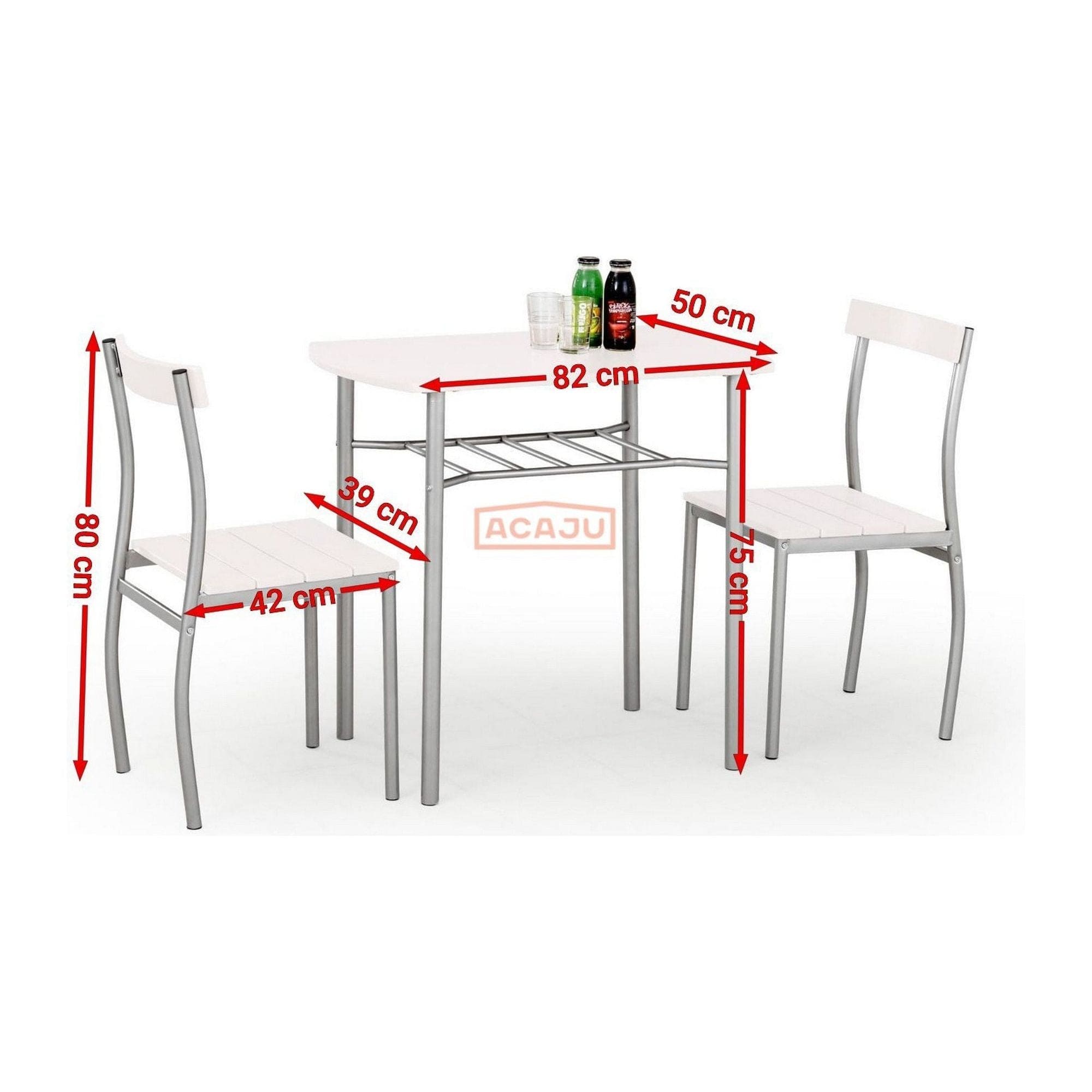 Set masa si 2 scaune LANCE, gri/alb
