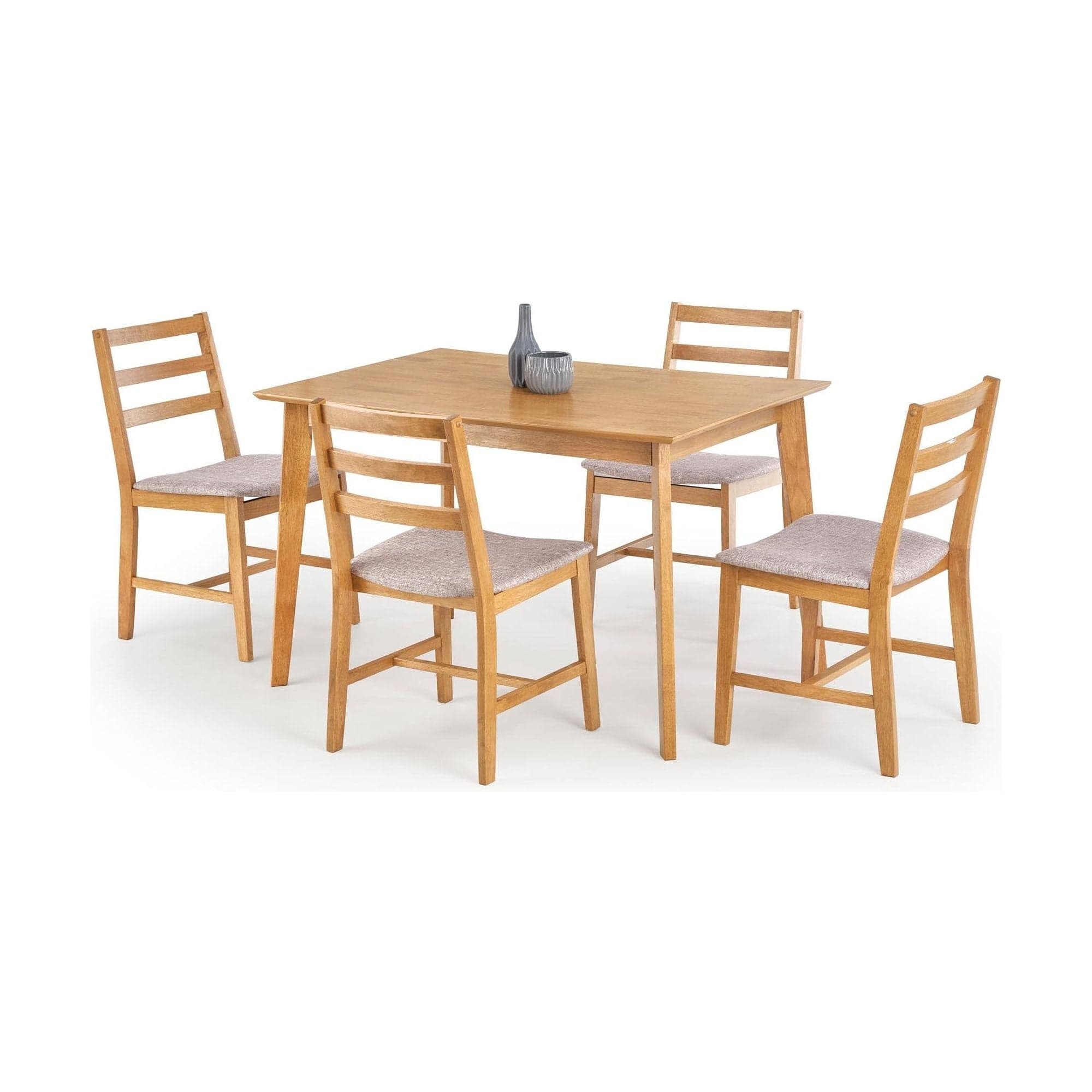 Set masa si 4 scaune CORDOBA, gri/stejar, stofa/lemn
