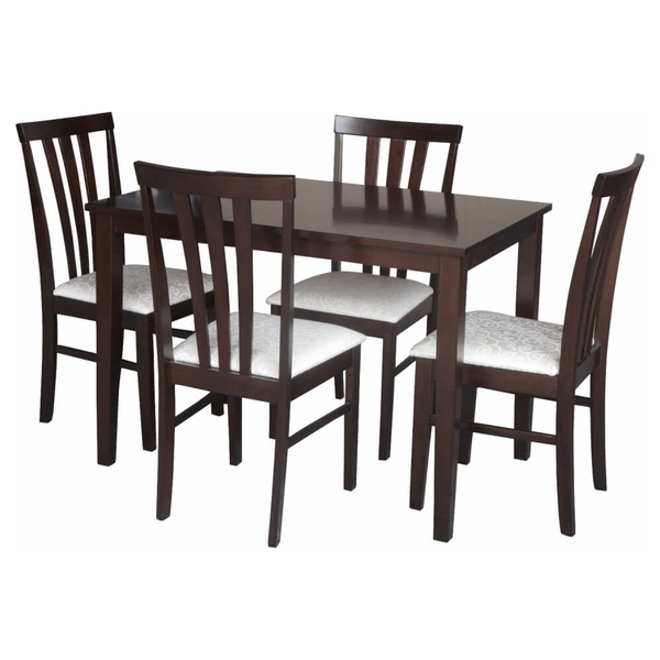 Set masa si 4 scaune LESLIE NEW, wenge/crem, lemn/material textil