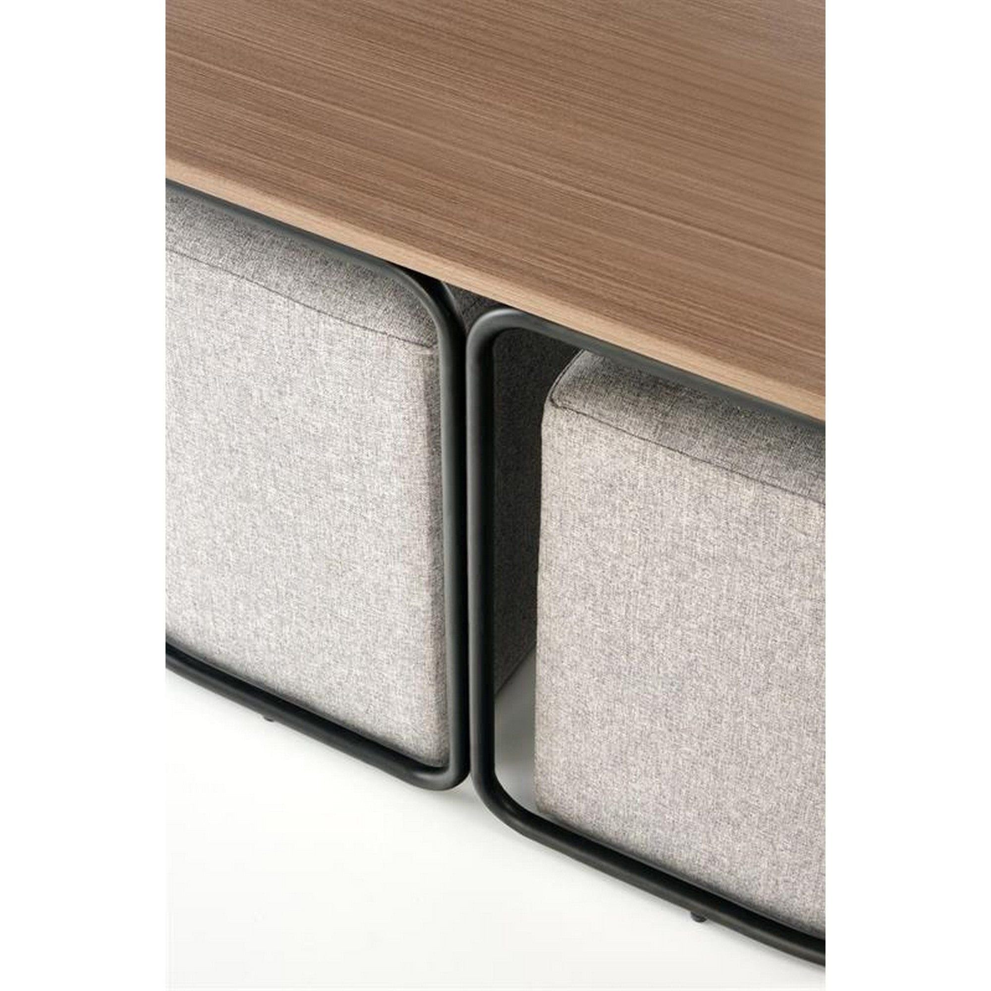 Set masuta cu 2 taburete PAMPA, nuc/gri, 88x43x49 cm