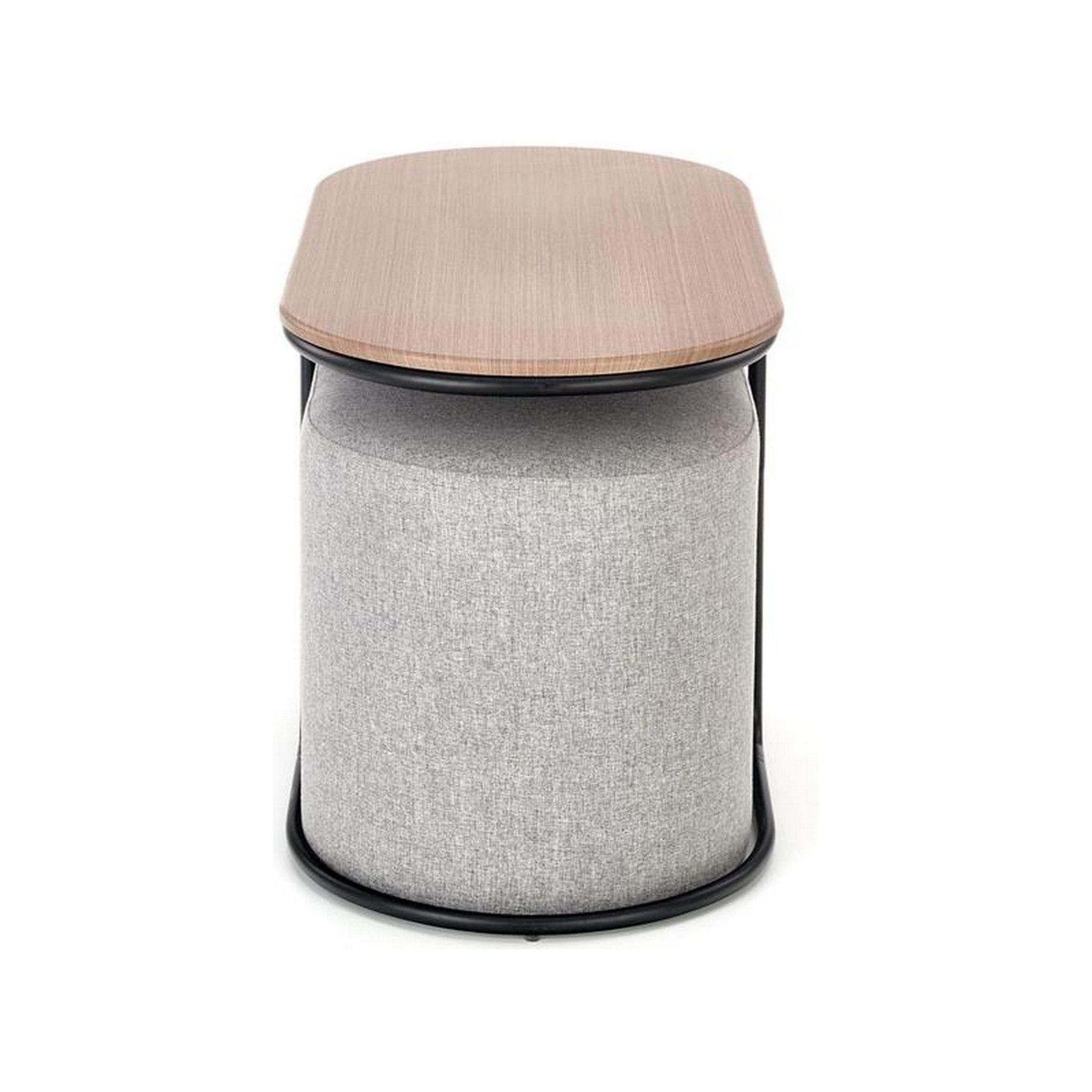 Set masuta cu 2 taburete PAMPA, nuc/gri, 88x43x49 cm
