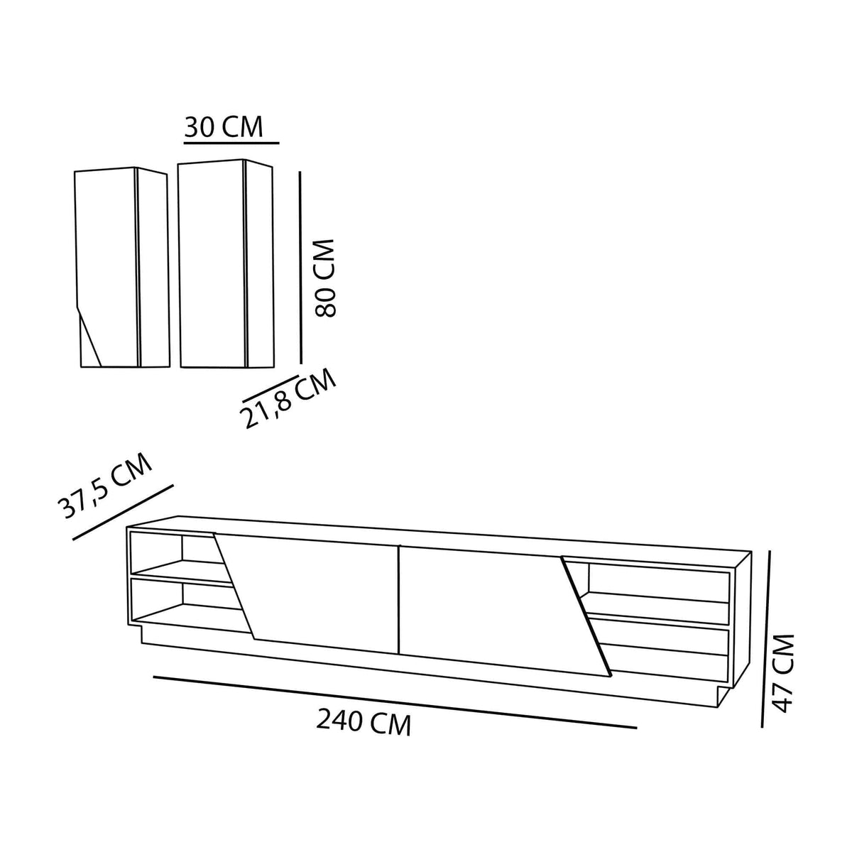 Set mobilier ZEBRA. stejar/negru mat, PAL melaminat, 3 piese