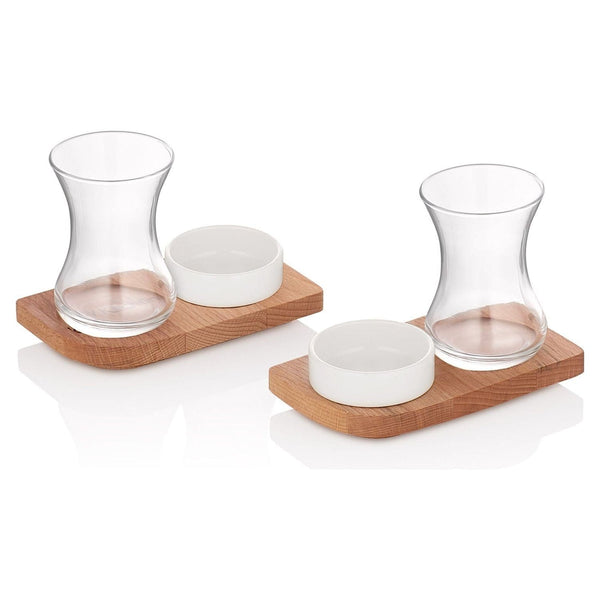 Set pentru ceai UP00682, 6 piese, sticla/lemn