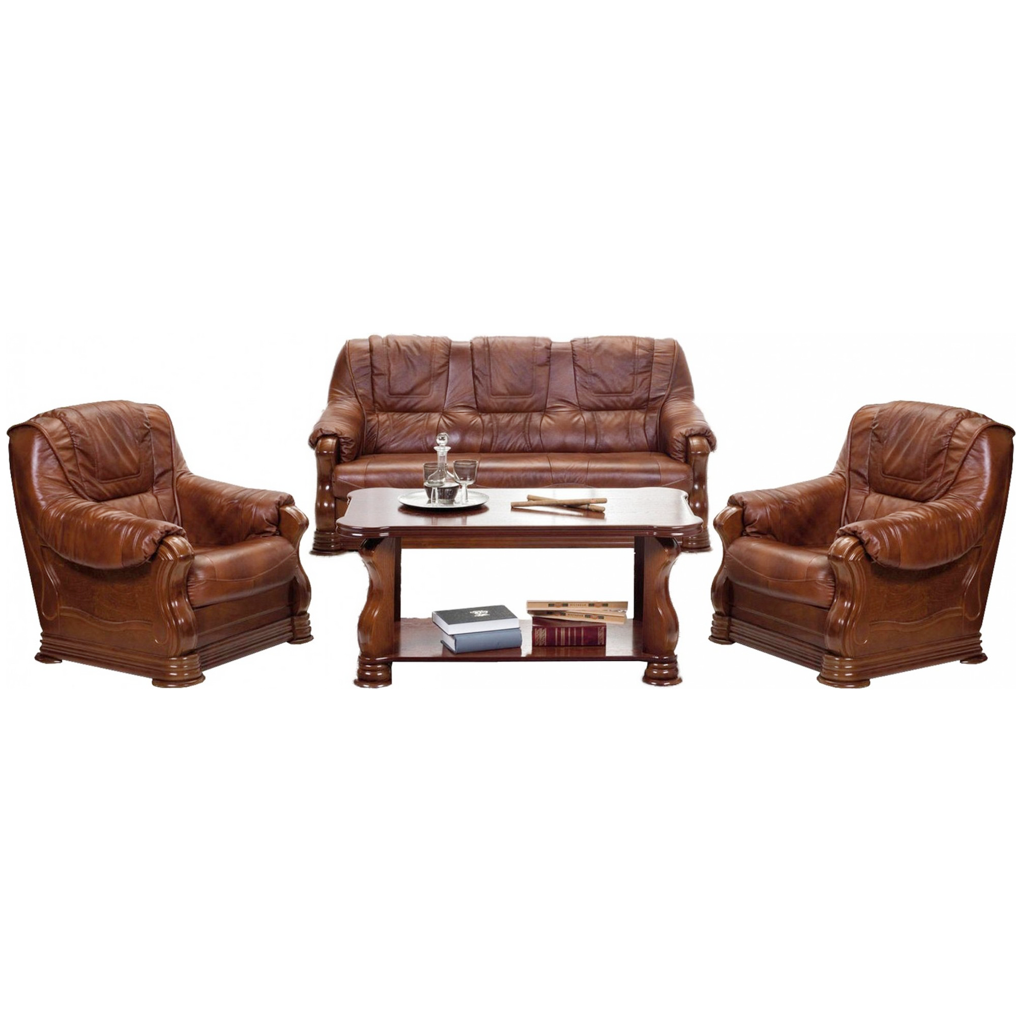 PARMA 311 pachet special FIX (canapea fixa 3 locuri, doua fotolii fixe din piele naturala Madras)