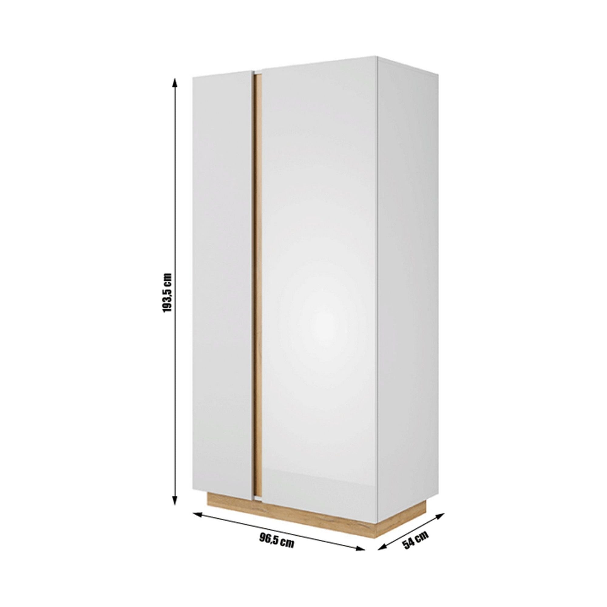 Dulap CITY, alb, PAL melaminat/canturi ABS, cu 2 usi, 97x54x193 cm