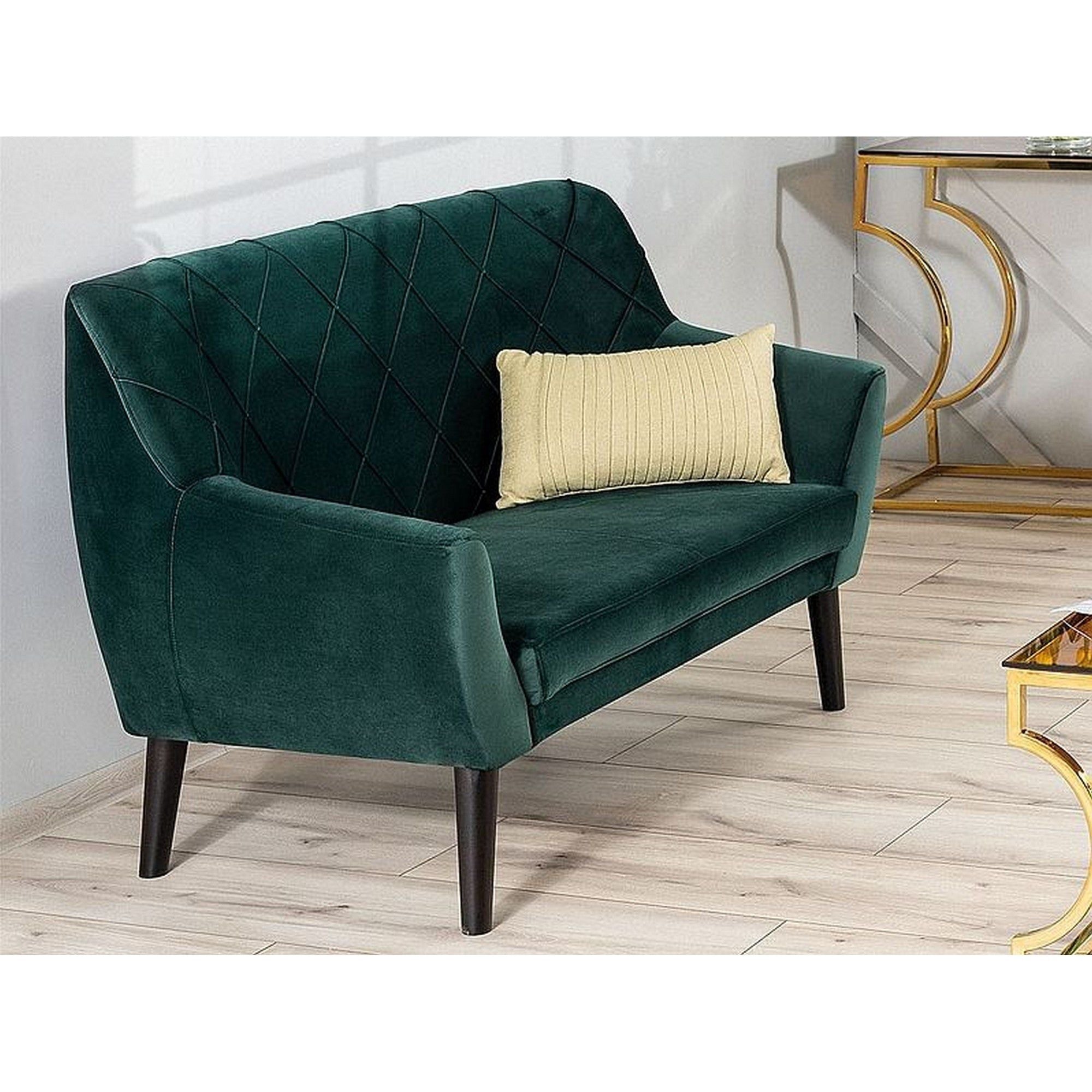 Canapea KIER 2, verde - Bluvel 78, stofa catifelata, 136x75x90 cm