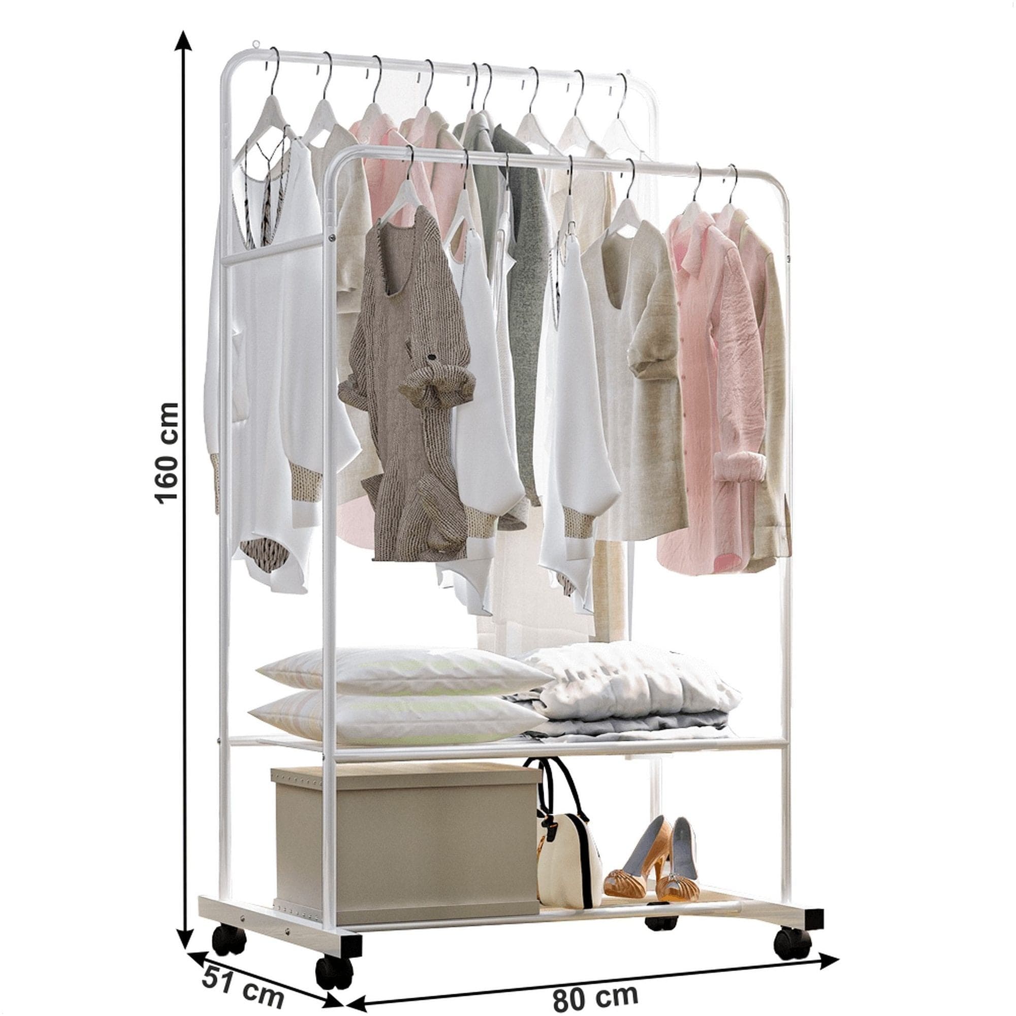 Stander haine RAINER, alb, metal, 80x51x160 cm