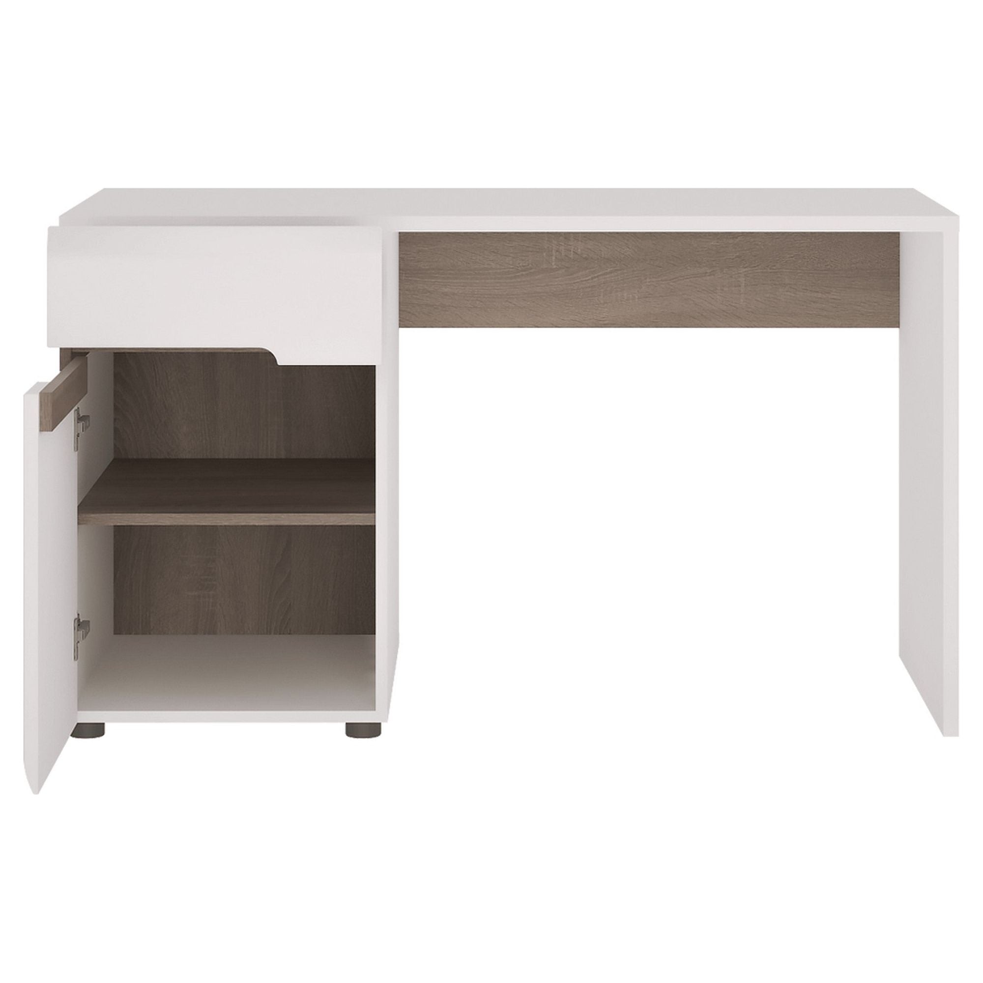 Birou LYNATET Tip 80, alb/stejar sonama inchis trufa, DTD laminat, 125x62x73 cm