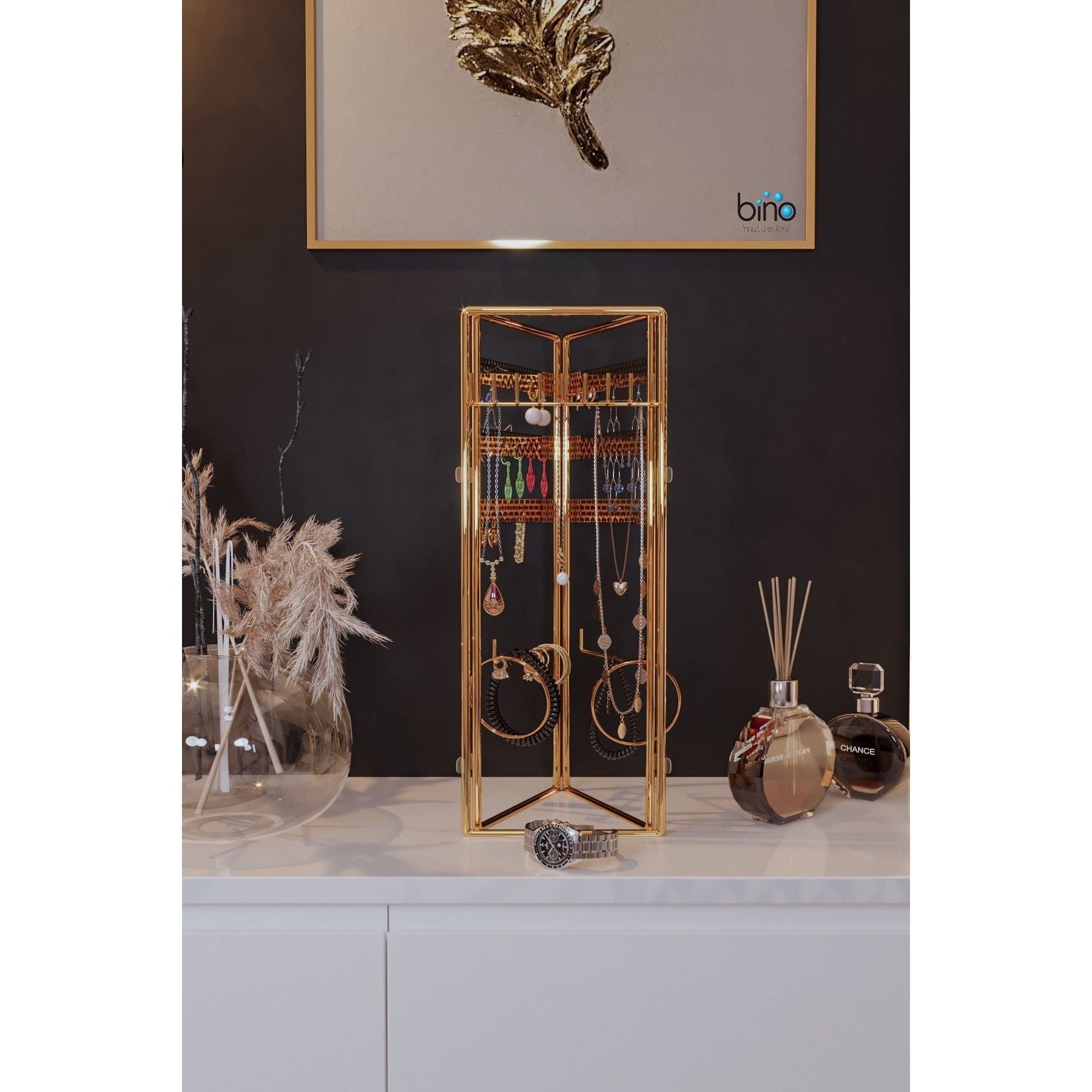 Suport bijuterii 498HFT1116, auriu, metal, 40x4x45 cm