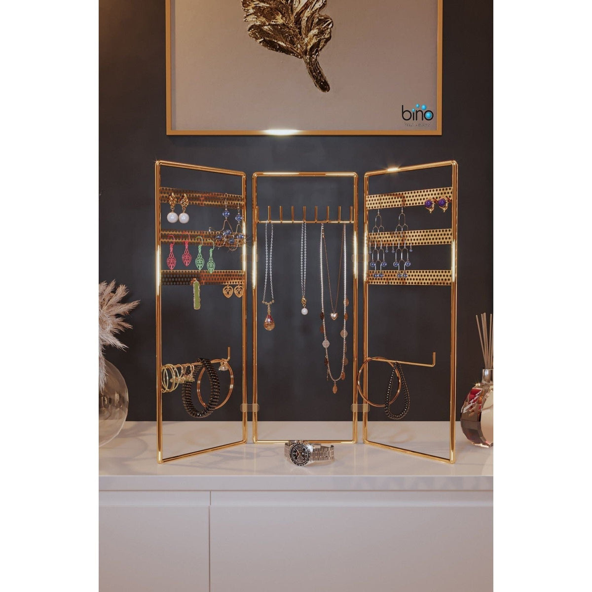 Suport bijuterii 498HFT1116, auriu, metal, 40x4x45 cm