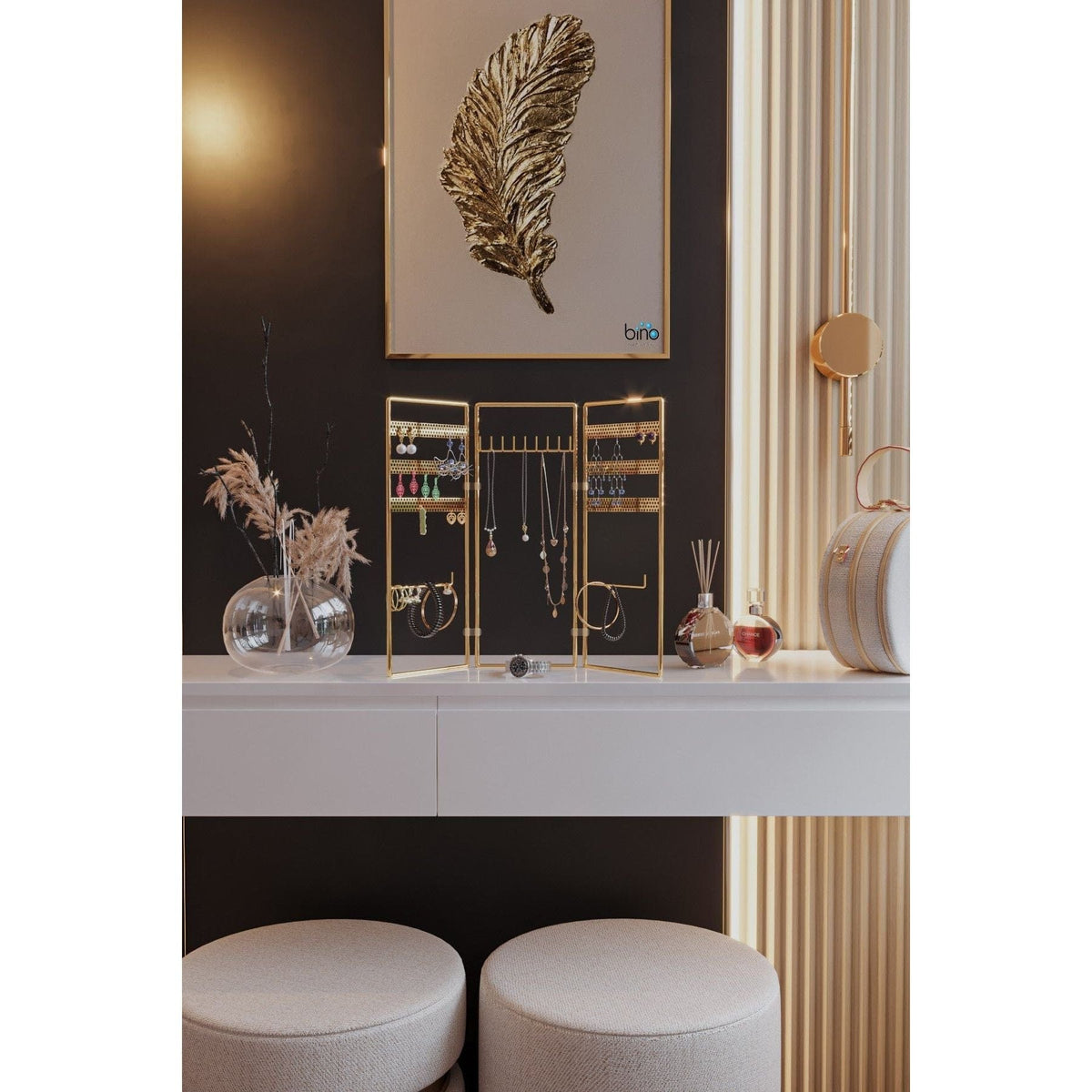 Suport bijuterii 498HFT1116, auriu, metal, 40x4x45 cm