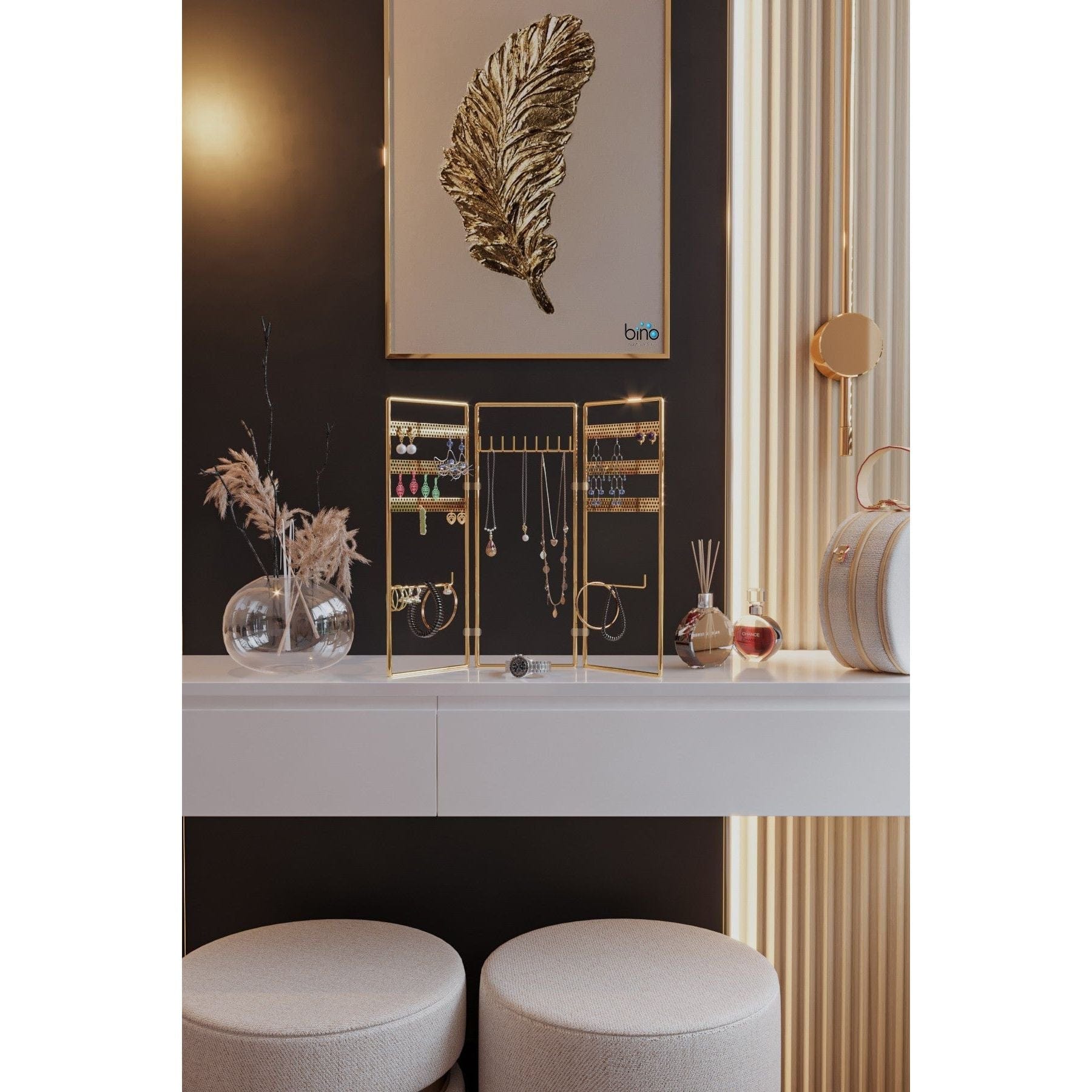 Suport bijuterii 498HFT1116, auriu, metal, 40x4x45 cm