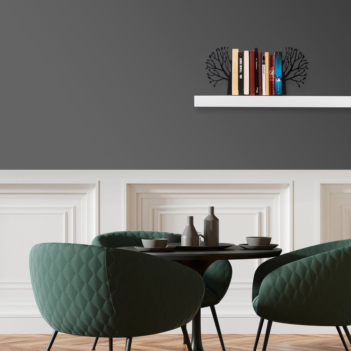 Suport carti 493RMC1113, negru, metal, 44x14x22 cm