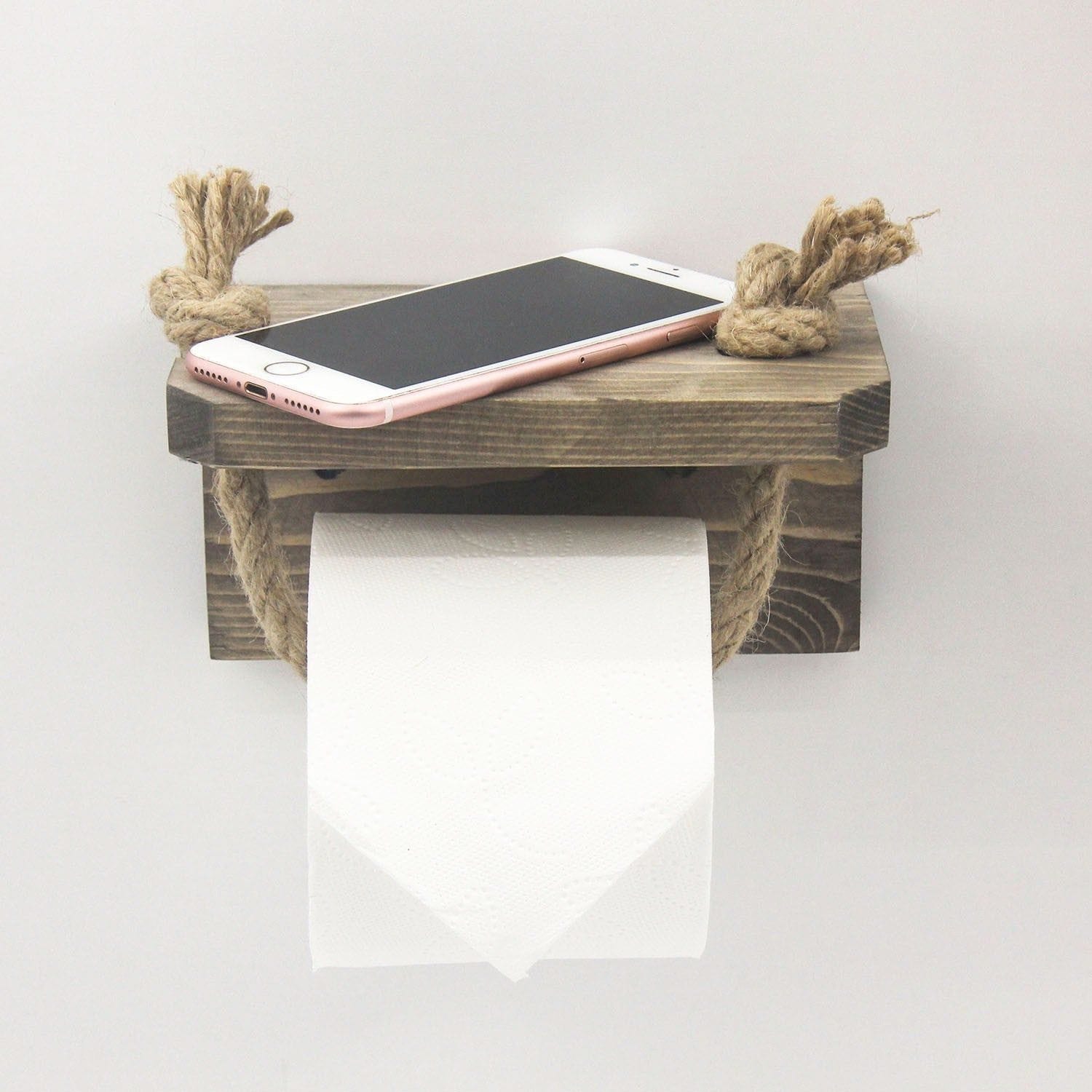 Suport hartie igienica AA126, stejar inchis/bej, lemn de molid/franghie, 17x10x10 cm