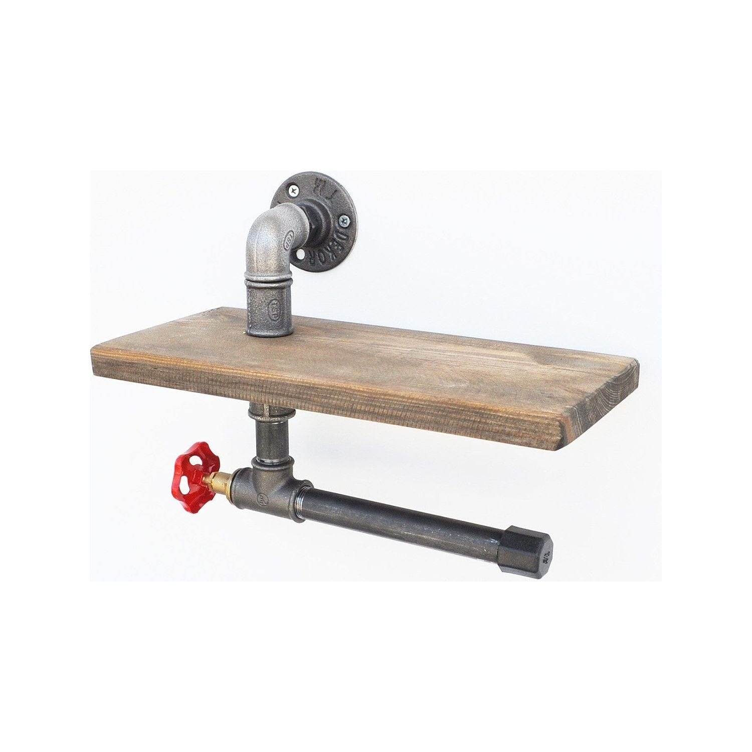 Suport hartie igienica BORURAF 175, stejar inchis/gri inchis, metal/lemn molid, 31x14x22 cm