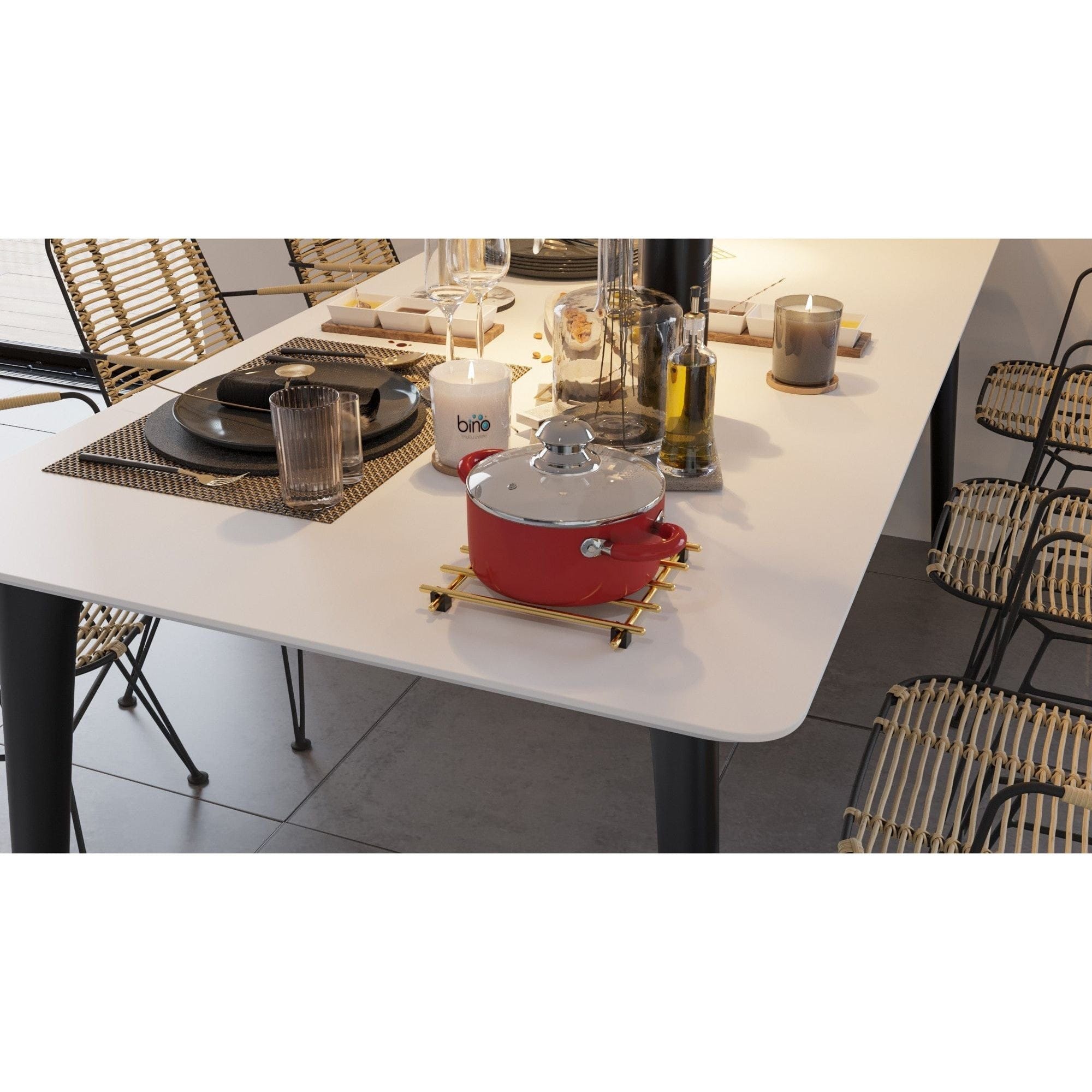 Suport oala 498HFT1113, auriu, metal, 20x20x2 cm