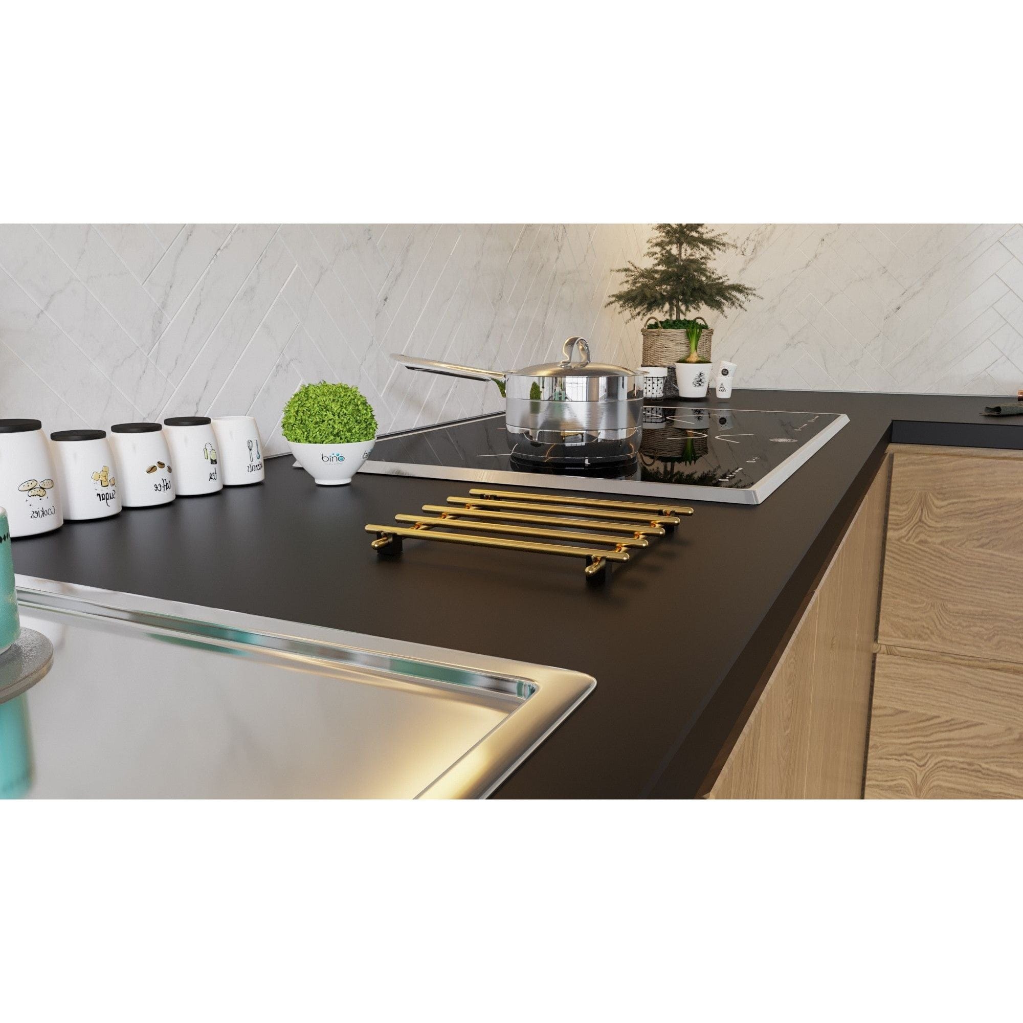 Suport oala 498HFT1113, auriu, metal, 20x20x2 cm