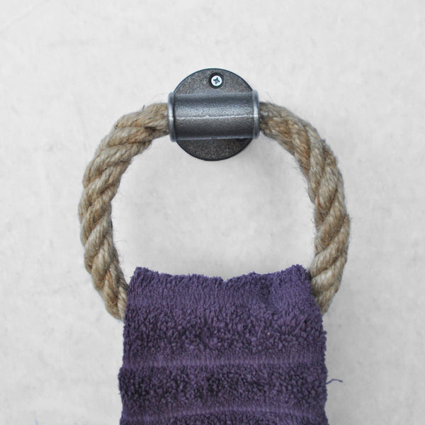 Suport prosoape BORURAF097, bej/gri inchis, metal/franghie, 20x10x20 cm