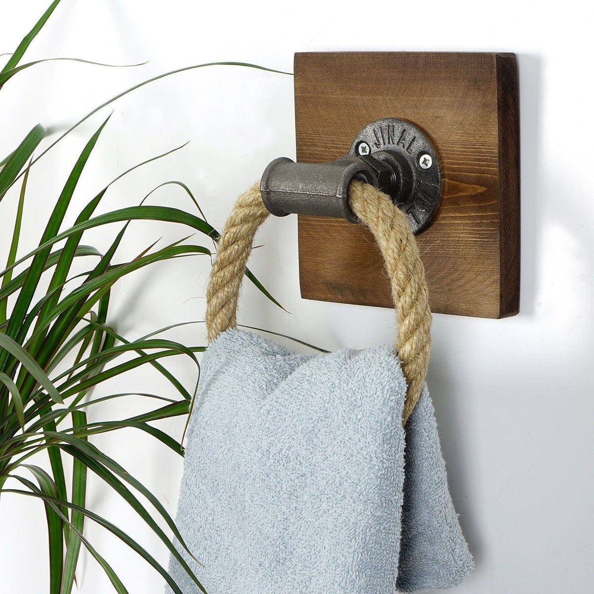 Suport prosop BORURAF 099, nuc/bej, lemn de molid/metal, 20x10x20 cm