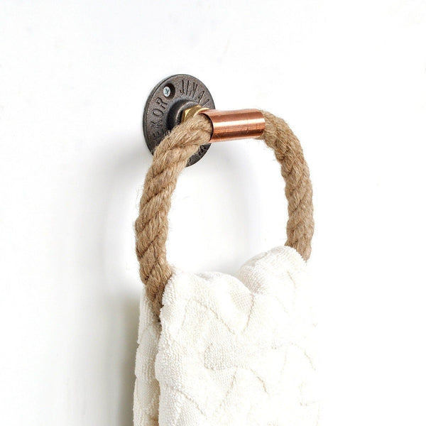 Suport prosop COP011, bej/gri inchis, franghie/metal, 16x6x16 cm