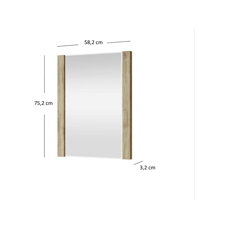 Oglinda DOORSET 60, stejar navarra, PAL/sticla, 75.2x58.2x3.2 cm