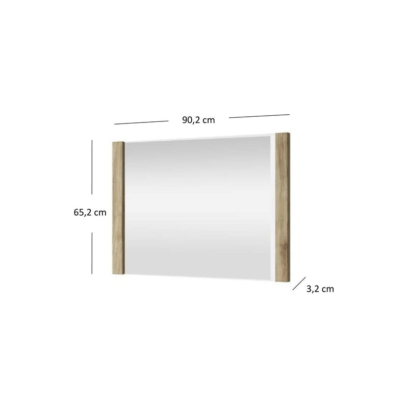 Oglinda DOORSET 90, stejar navarra, PAL/sticla, 90.2x65.2x3.2 cm