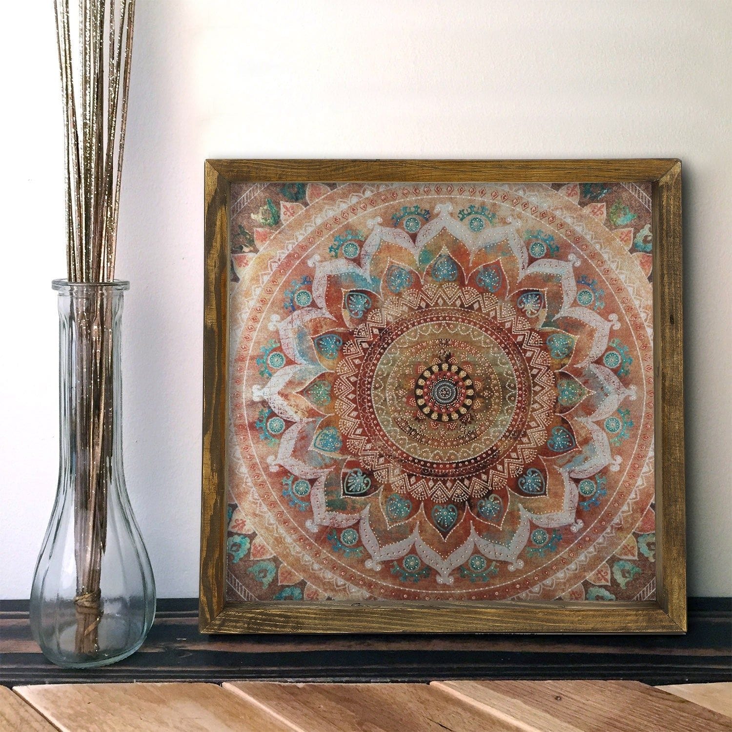 Tablou MZM249, multicolor, lemn, 33x33 cm
