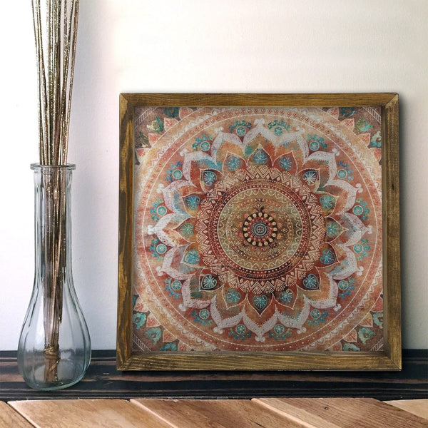 Tablou MZM249, multicolor, lemn, 33x33 cm