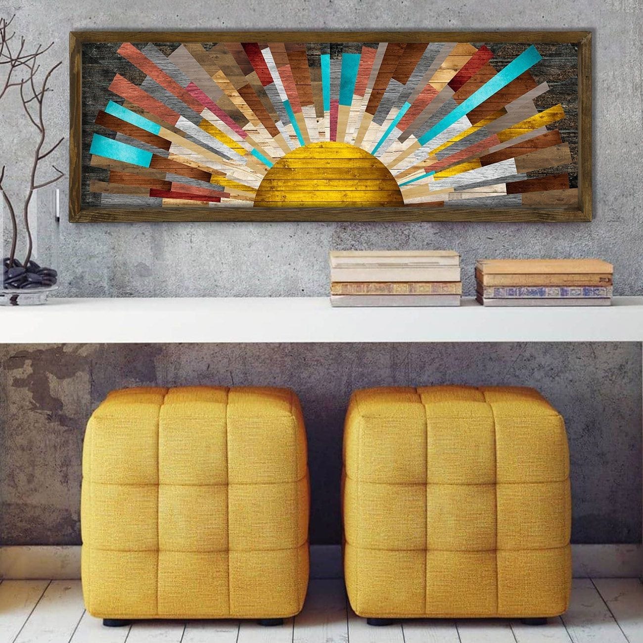Tablou TAH021, multicolor, lemn, 40x120 cm