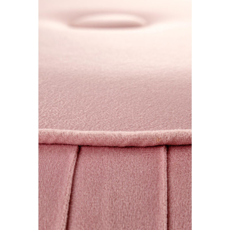 Taburet ALADIN,  stofa catifelata roz, otel inoxidabil, 43x44 cm