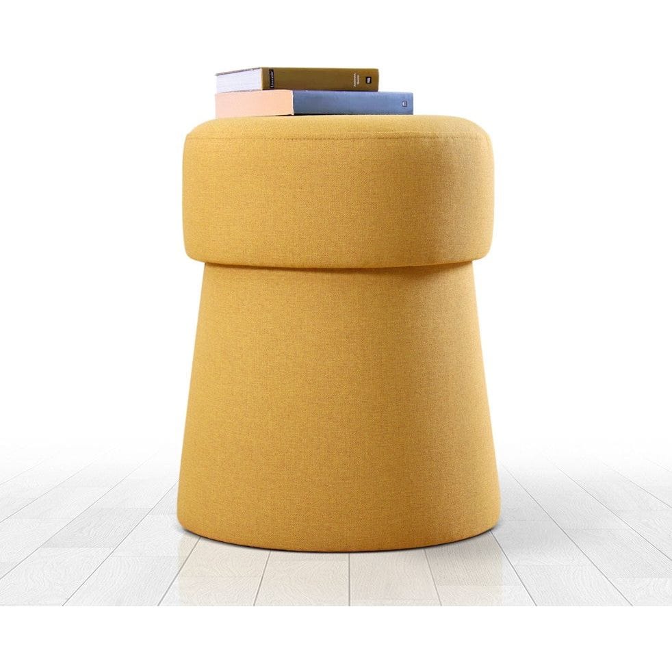 Taburet BEANS, stofa clasica galben, 40x40x50 cm