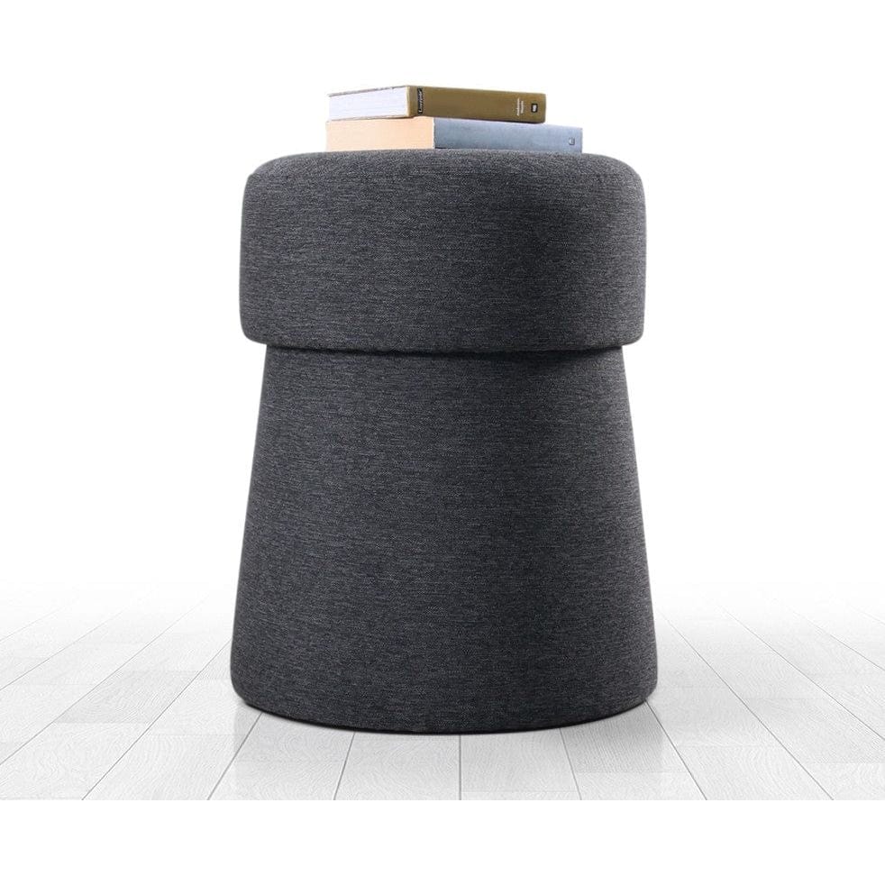 Taburet BEANS, stofa clasica gri inchis, 40x40x50 cm