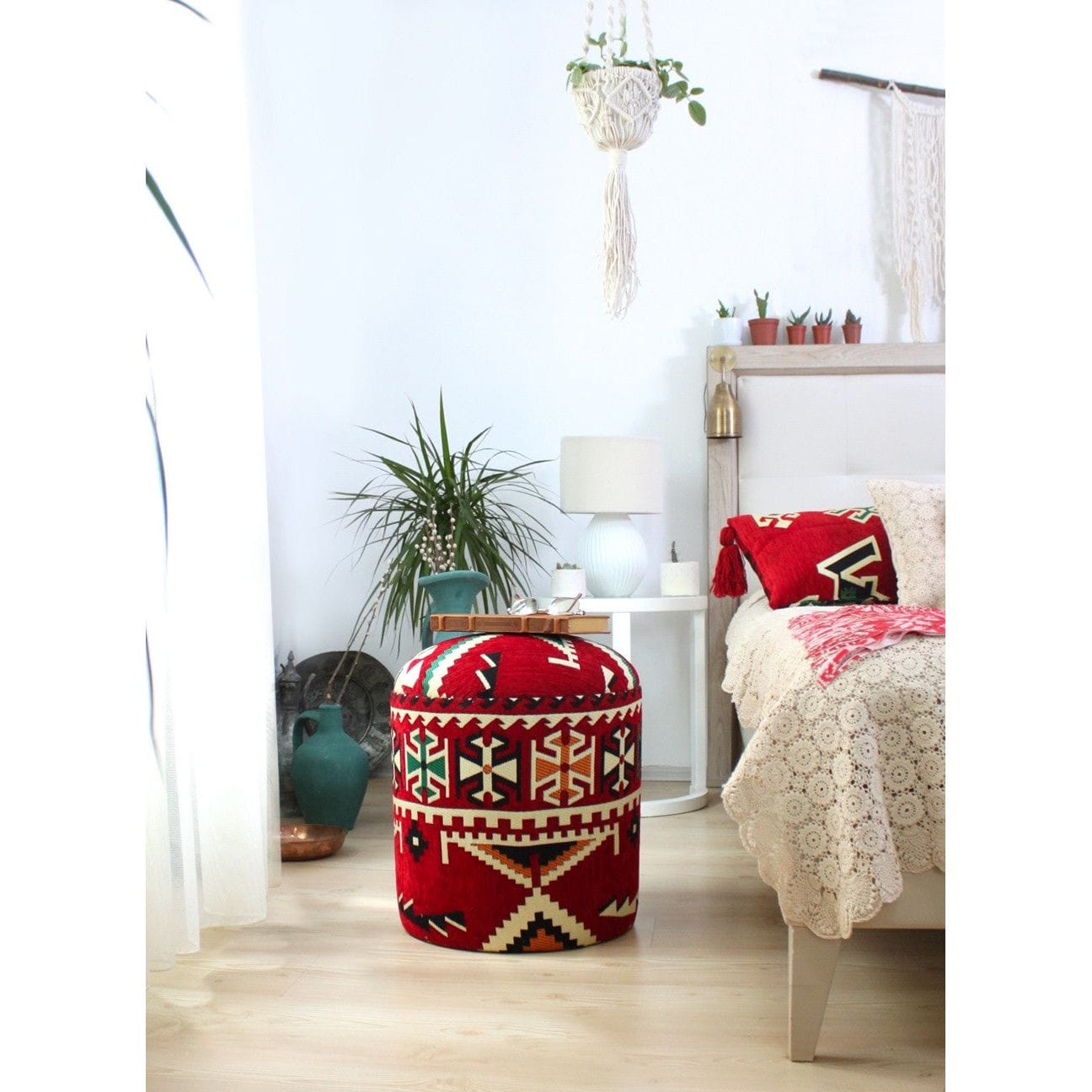 Taburet BOZOK V3, multicolor, material textil, 40x40x46 cm