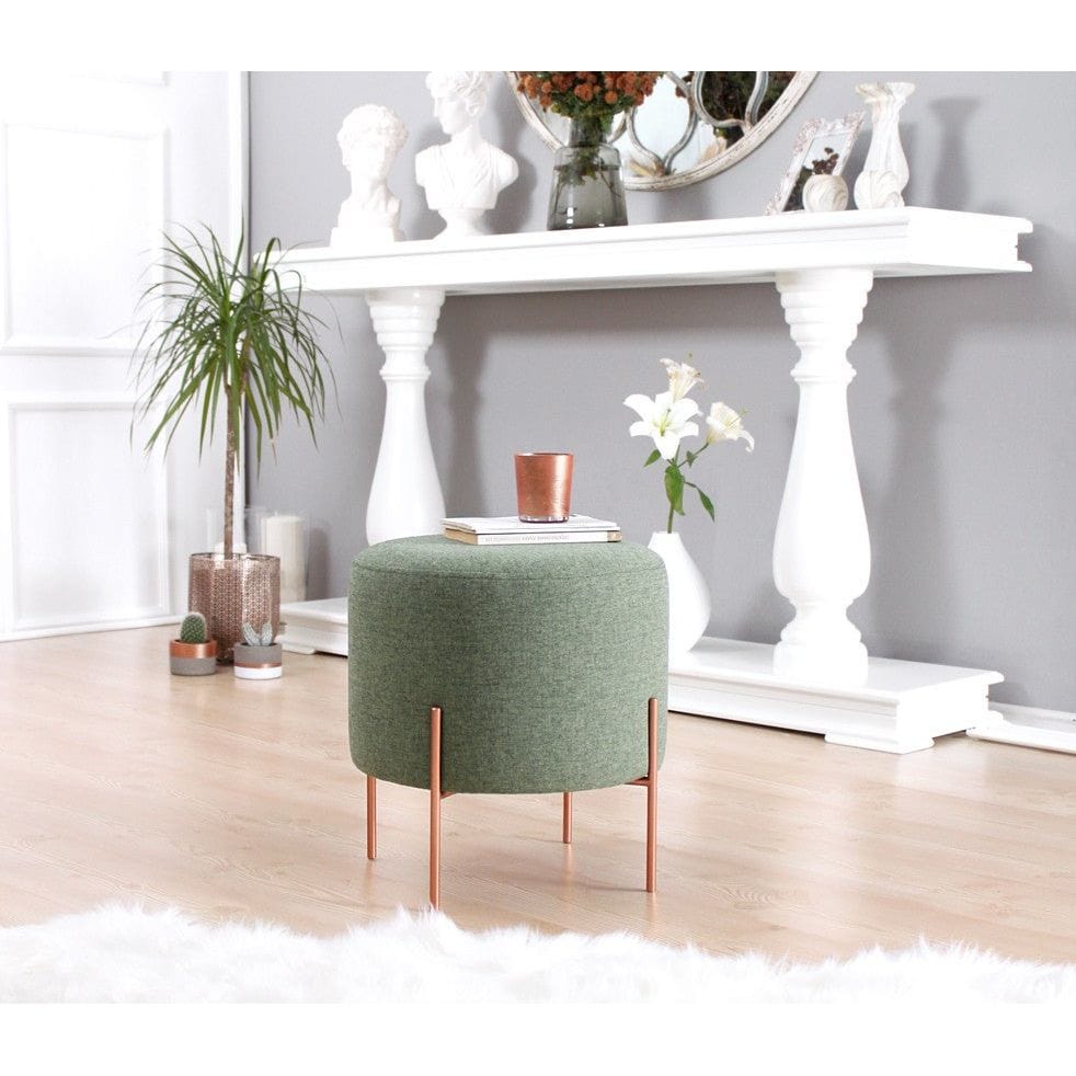 Taburet COPPER 41, otel/stofa clasica verde/curpru, 40x40x42 cm