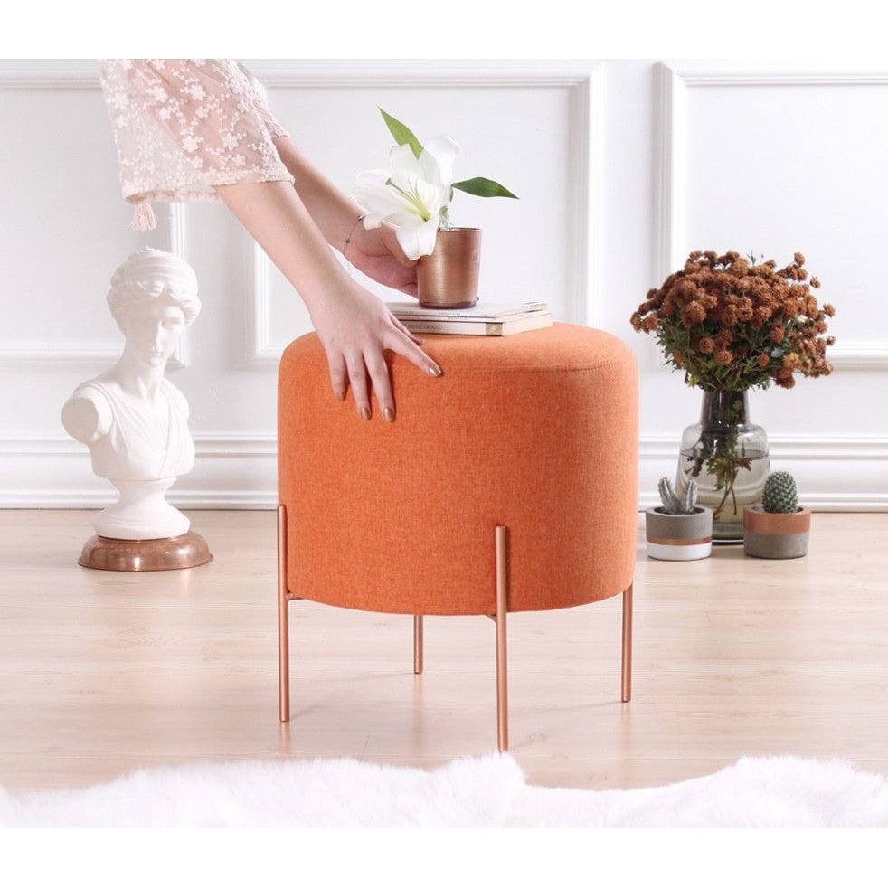 Taburet COPPER 42, portocaliu/cupru, material textil/otel, 40x40x42 cm