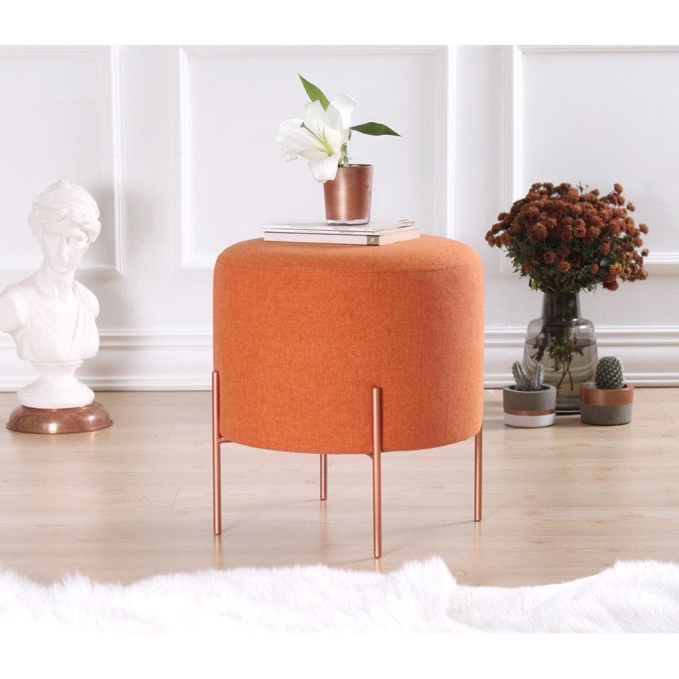 Taburet COPPER 42, portocaliu/cupru, material textil/otel, 40x40x42 cm