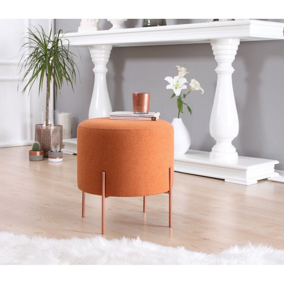 Taburet COPPER 42, portocaliu/cupru, material textil/otel, 40x40x42 cm