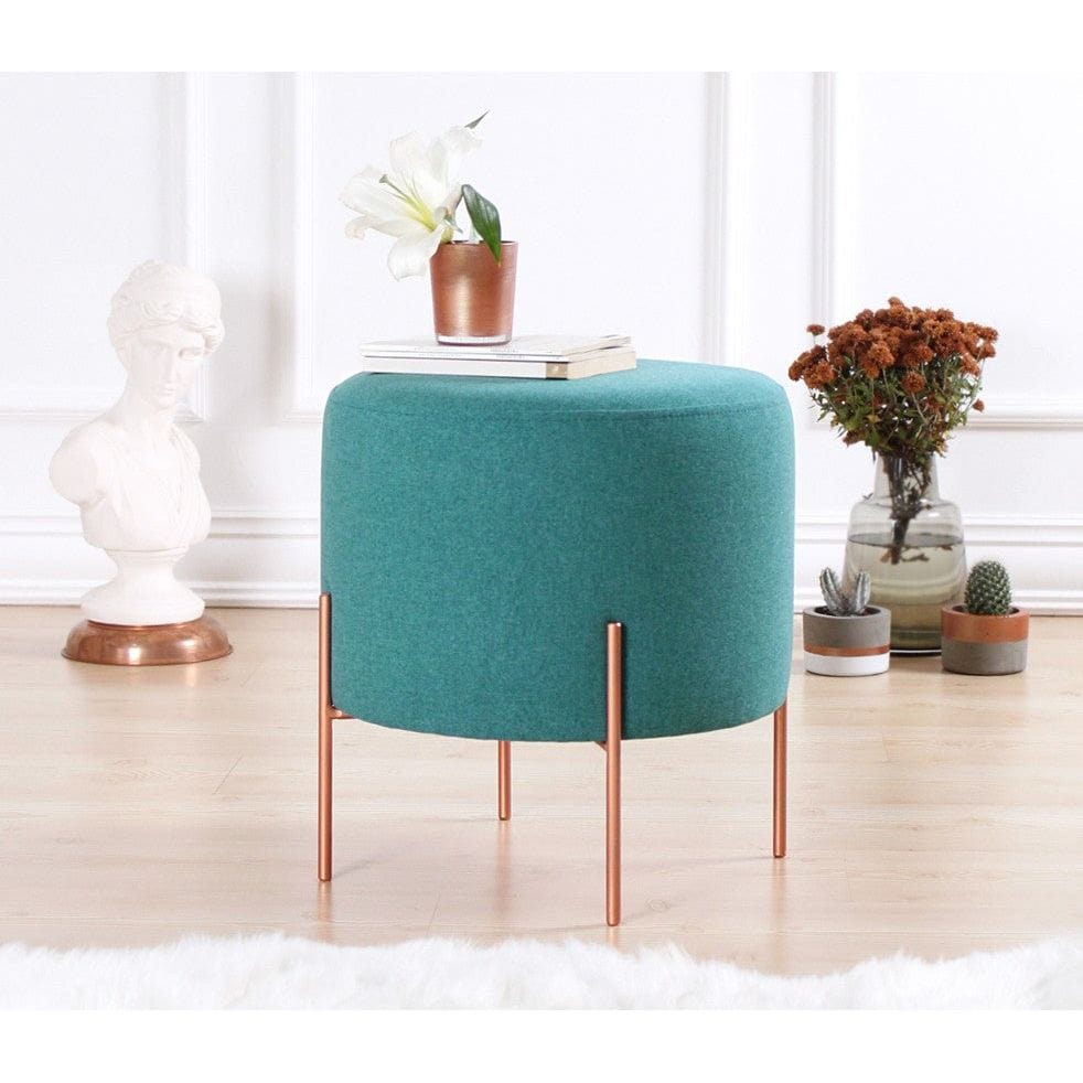 Taburet COPPER 45, verde/cupru, material textil/otel, 40x40x42 cm