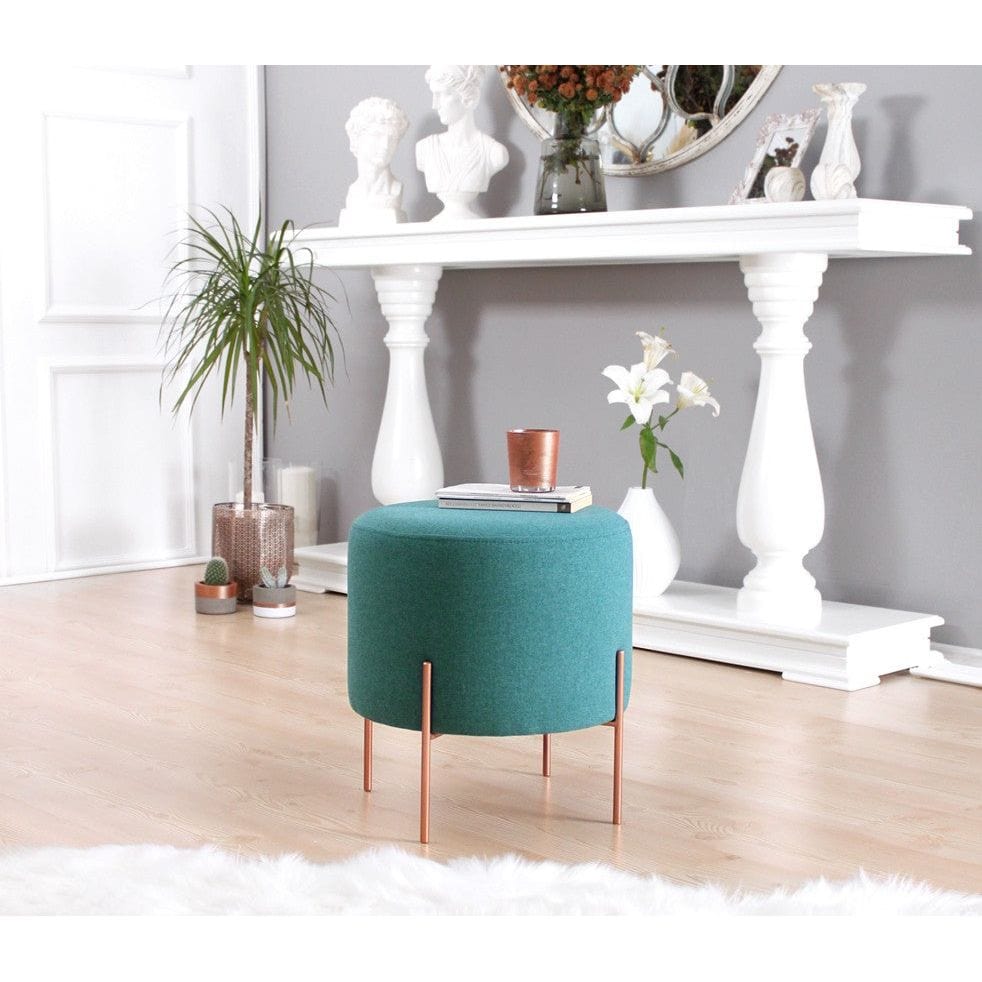 Taburet COPPER 45, verde/cupru, material textil/otel, 40x40x42 cm