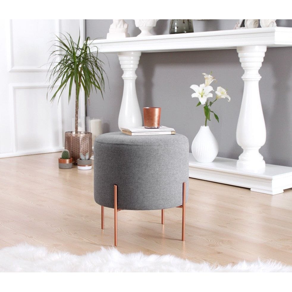 Taburet COPPER 51, stofa clasica gri deschis, 40x40x42 cm
