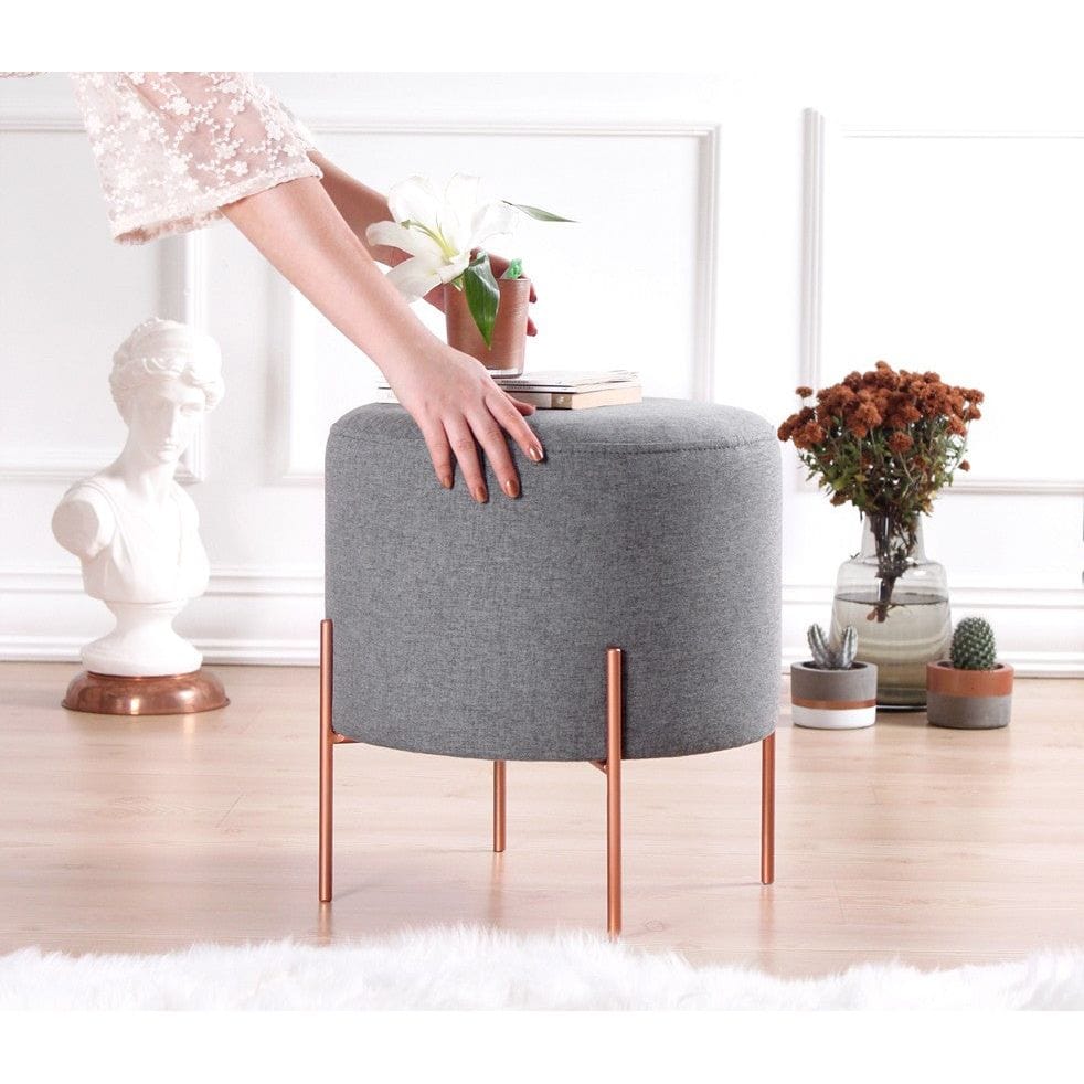 Taburet COPPER 51, stofa clasica gri deschis, 40x40x42 cm