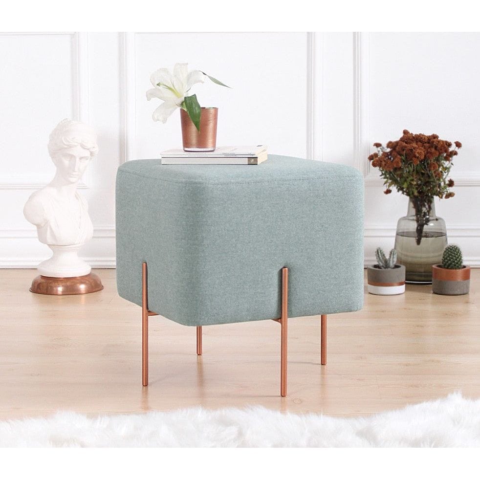 Taburet COPPER 54, stofa clasica verde menta, 40x40x42 cm