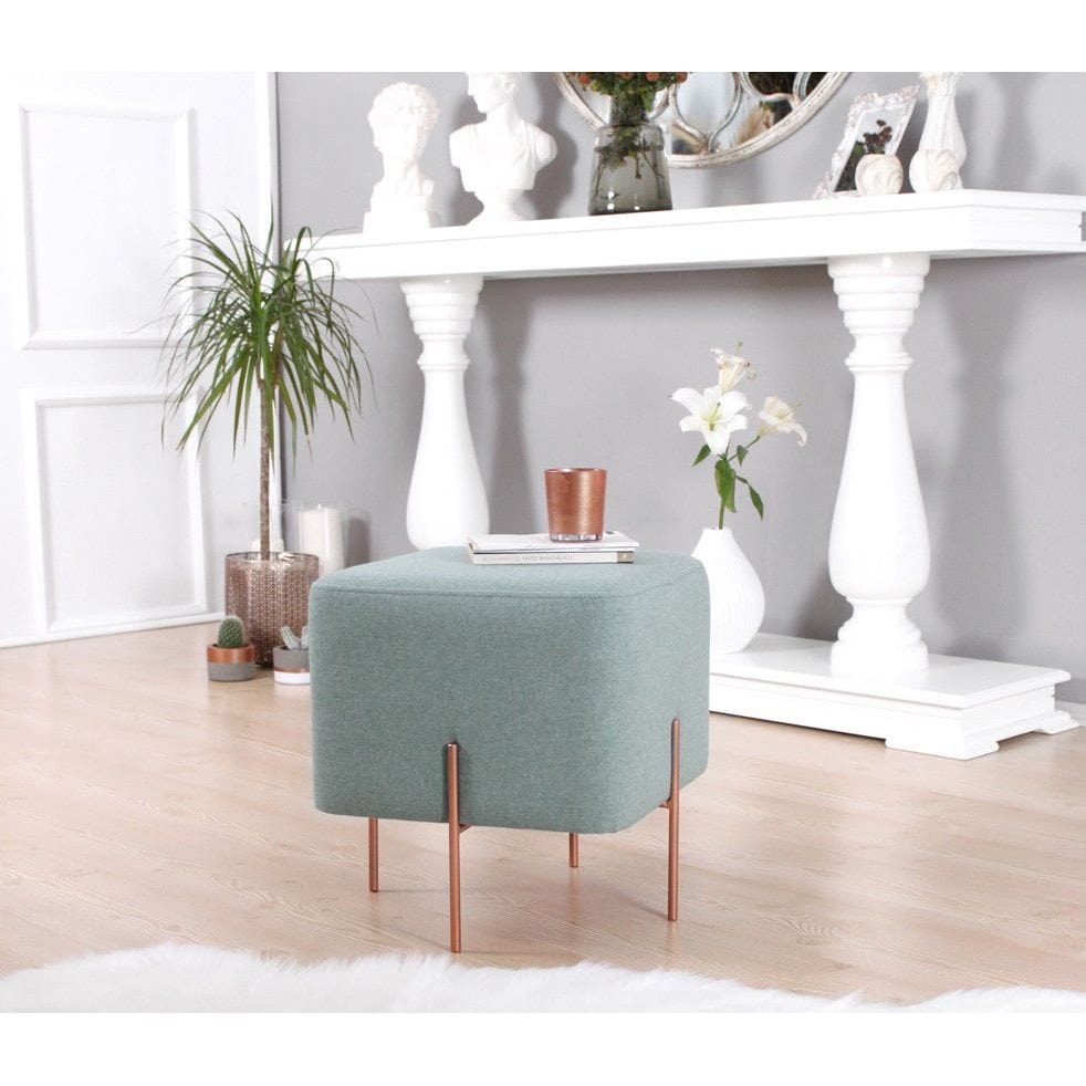Taburet COPPER 54, stofa clasica verde menta, 40x40x42 cm