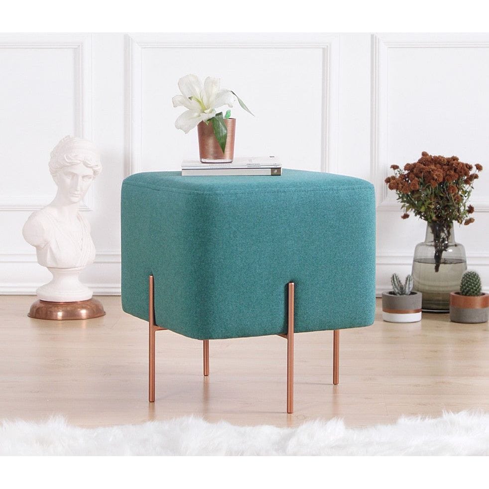 Taburet COPPER 57, stofa clasica verde, 40x40x42 cm