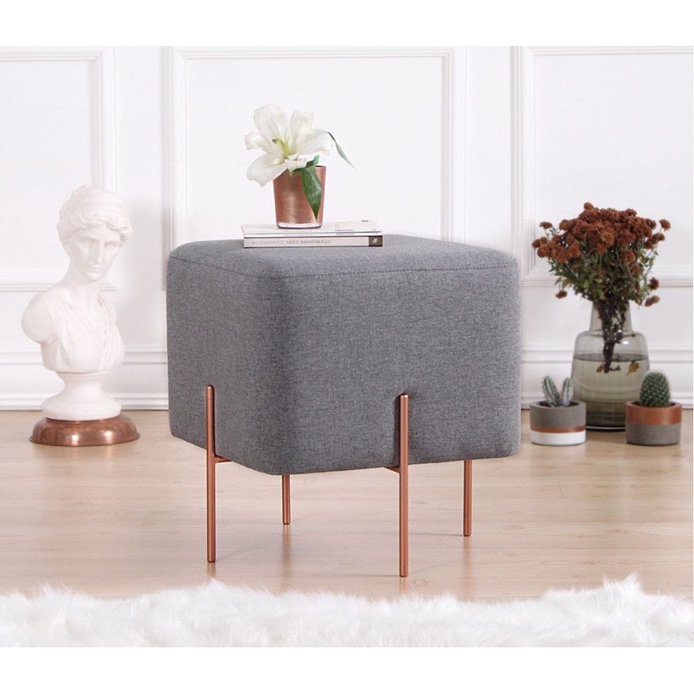 Taburet COPPER 63, stofa clasica gri, 40x40x42 cm
