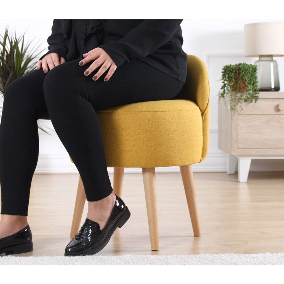 Taburet CORVILLE, stofa clasica galben, 48x42x47 cm