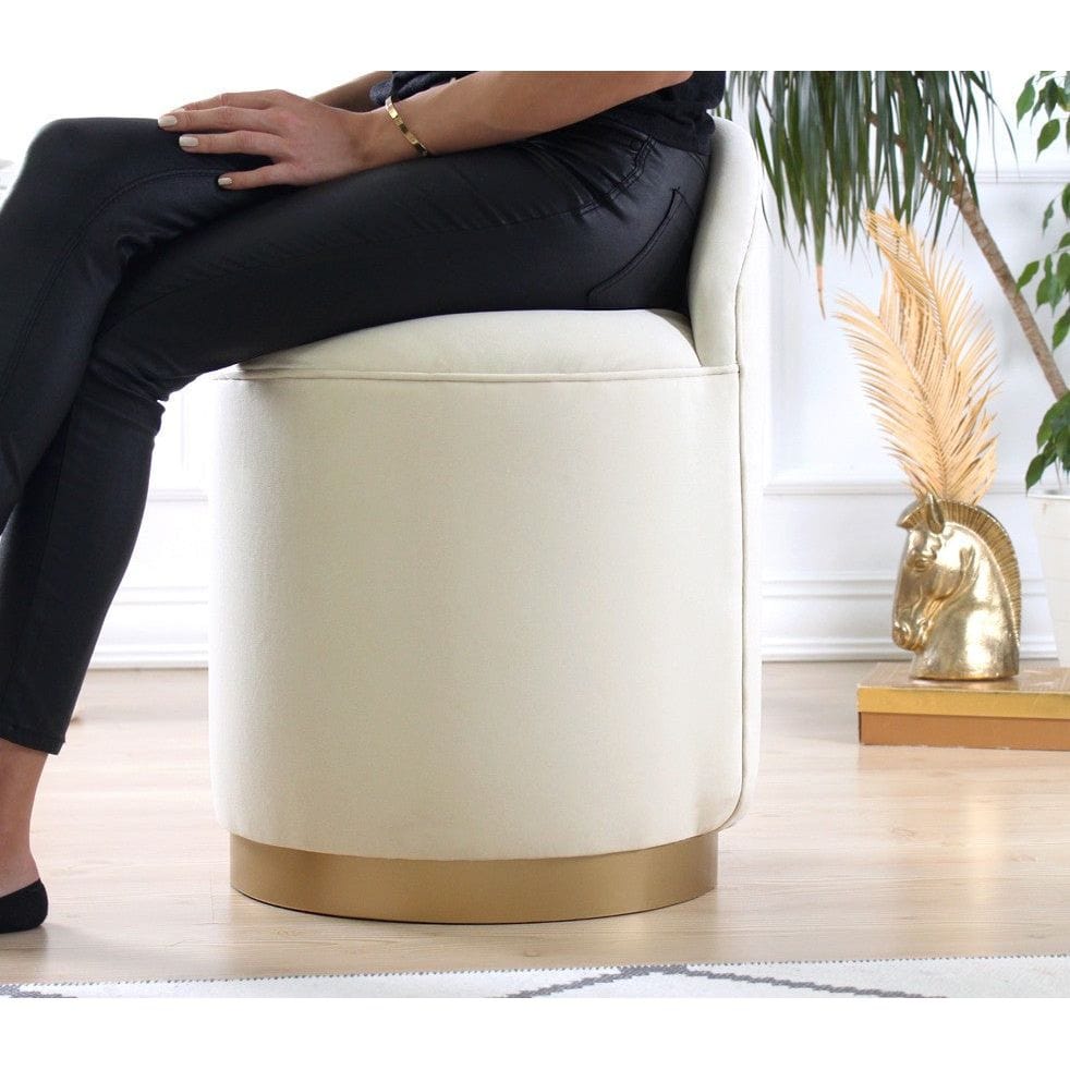 Taburet DOVER, stofa catifelata crem, 45x45x50 cm