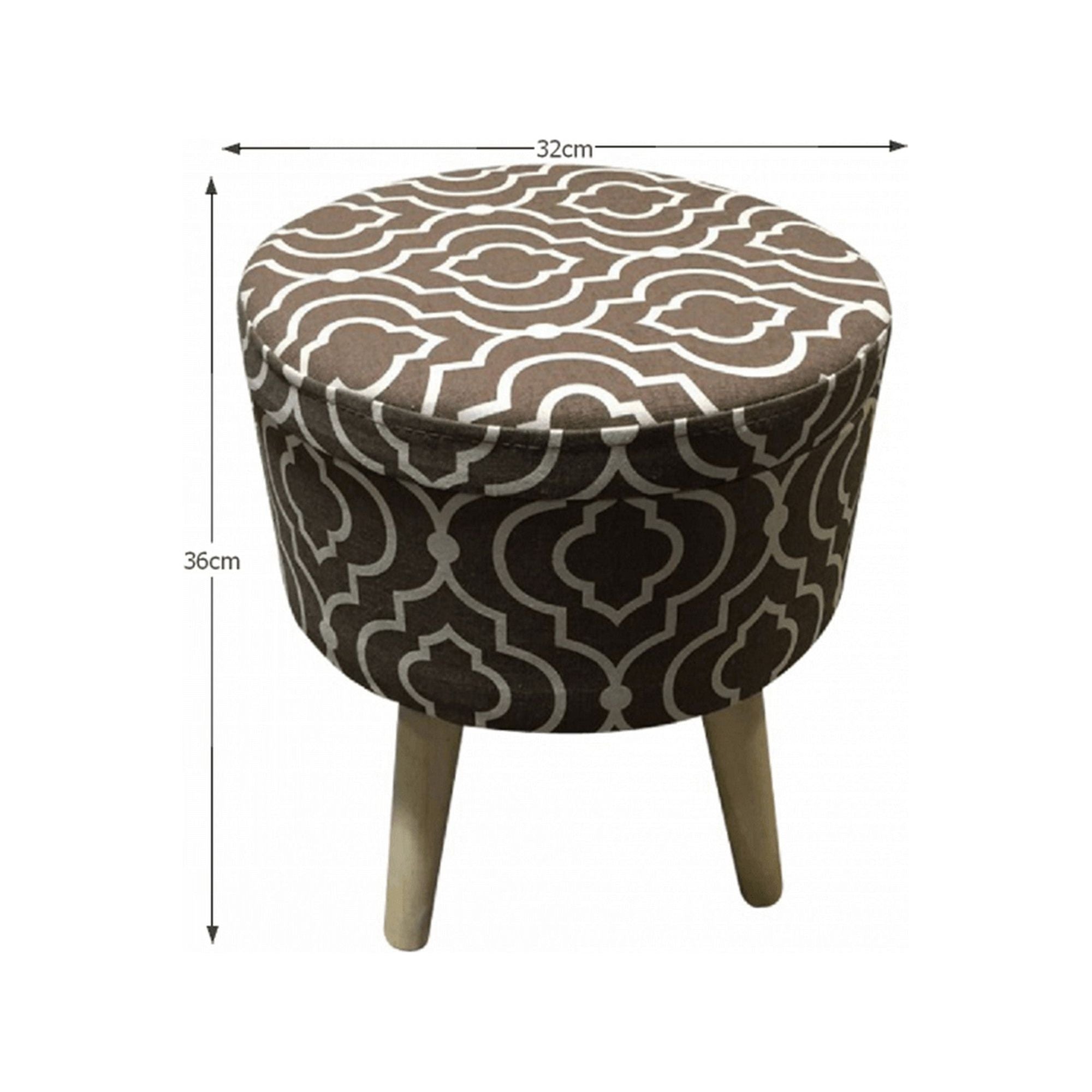 Taburet DARLA TYP 2, material textil, maro/alb, cu spatiu depozitare, 32x32x36 cm