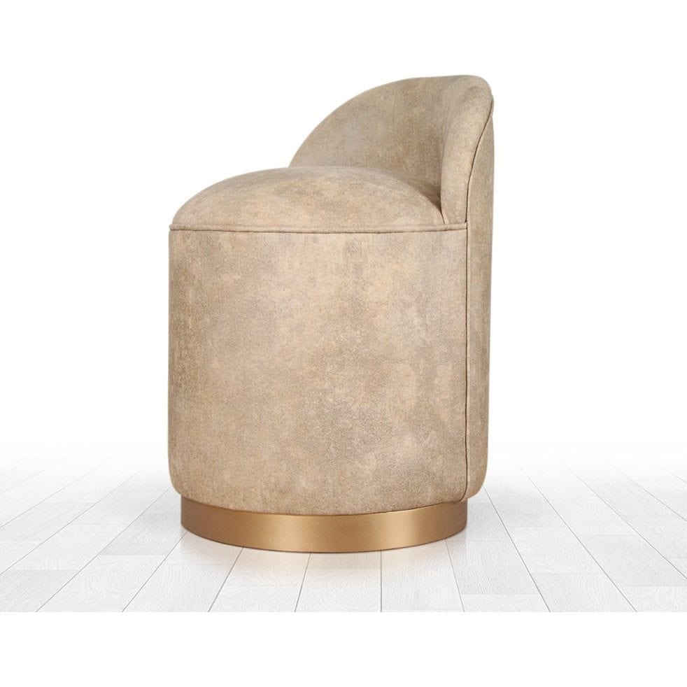 Taburet LUTON, bej/auriu, piele intoarsa, 45x45x50 cm