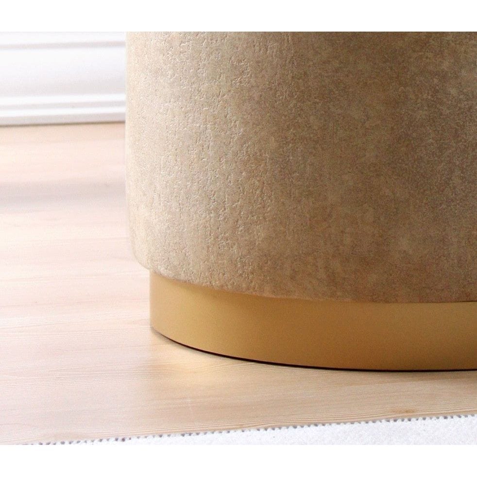 Taburet LUTON, bej/auriu, piele intoarsa, 45x45x50 cm